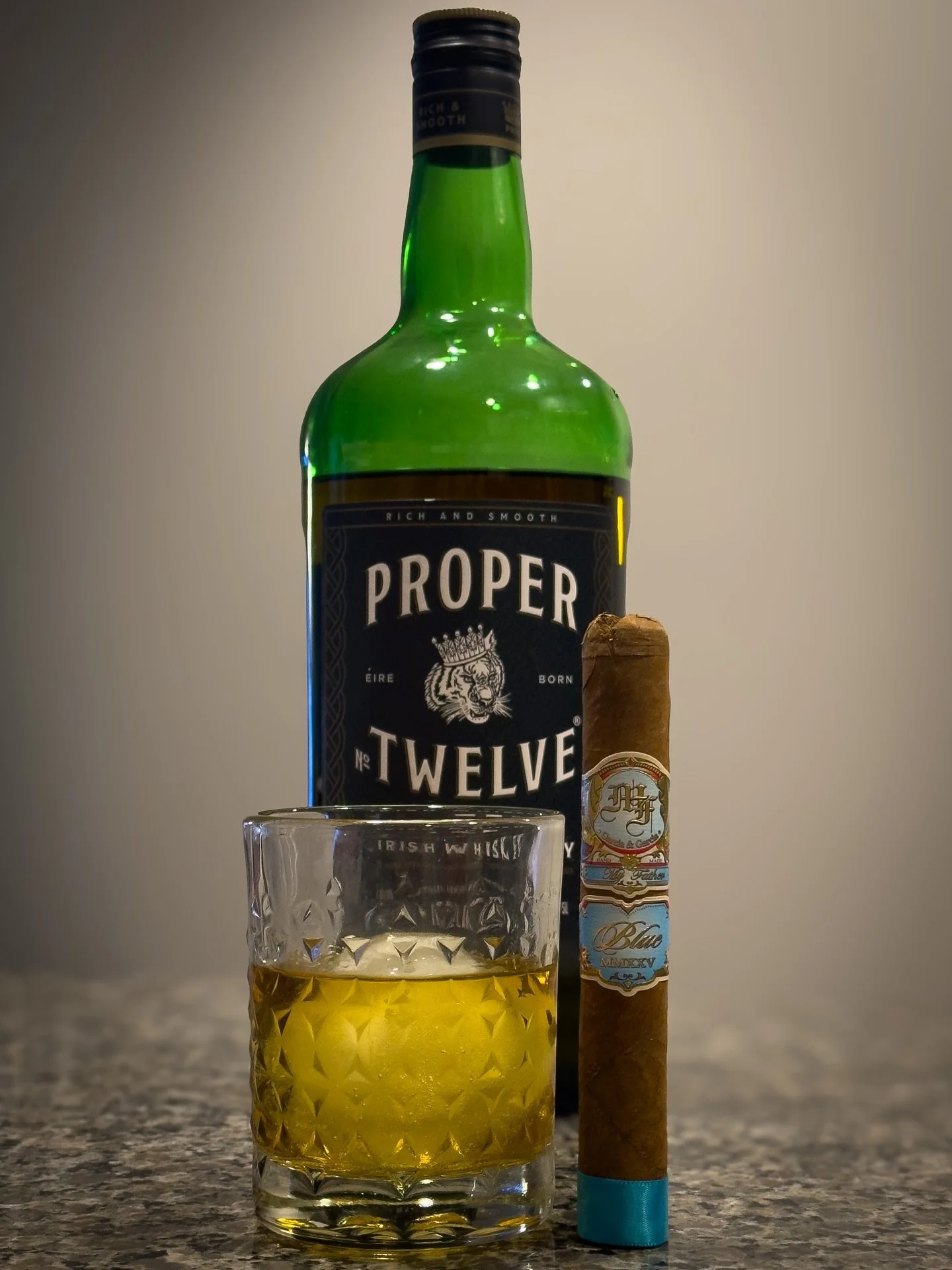 Using this @myfathercigars Blue with a splash of Proper 12 to keep me warm during the Winter Storm.