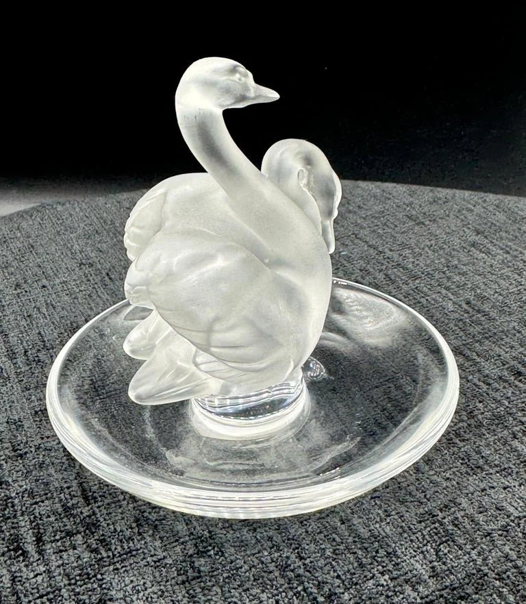 Jewelry Dish Lalique Swan Ring Holder PAIR Vintage Lalique Glass