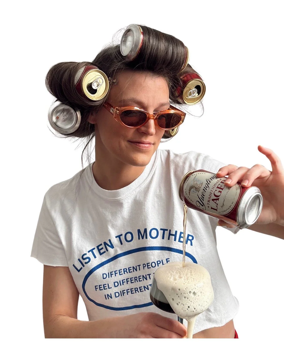 white T-shirt that says "LISTEN TO MOTHER" different people, feel different things, in different ways.