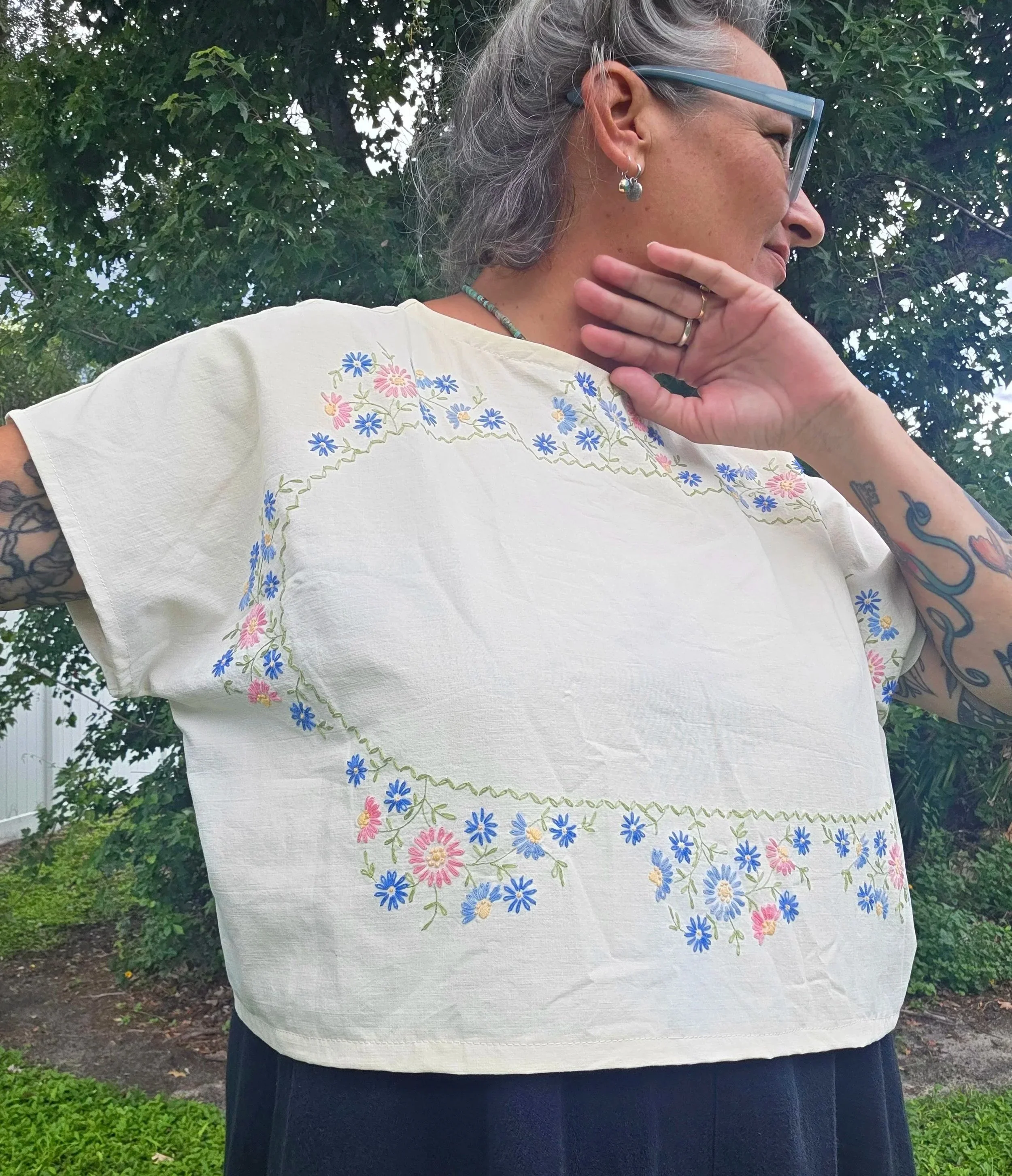Boxy Blouse - Embroidered Pillowcase