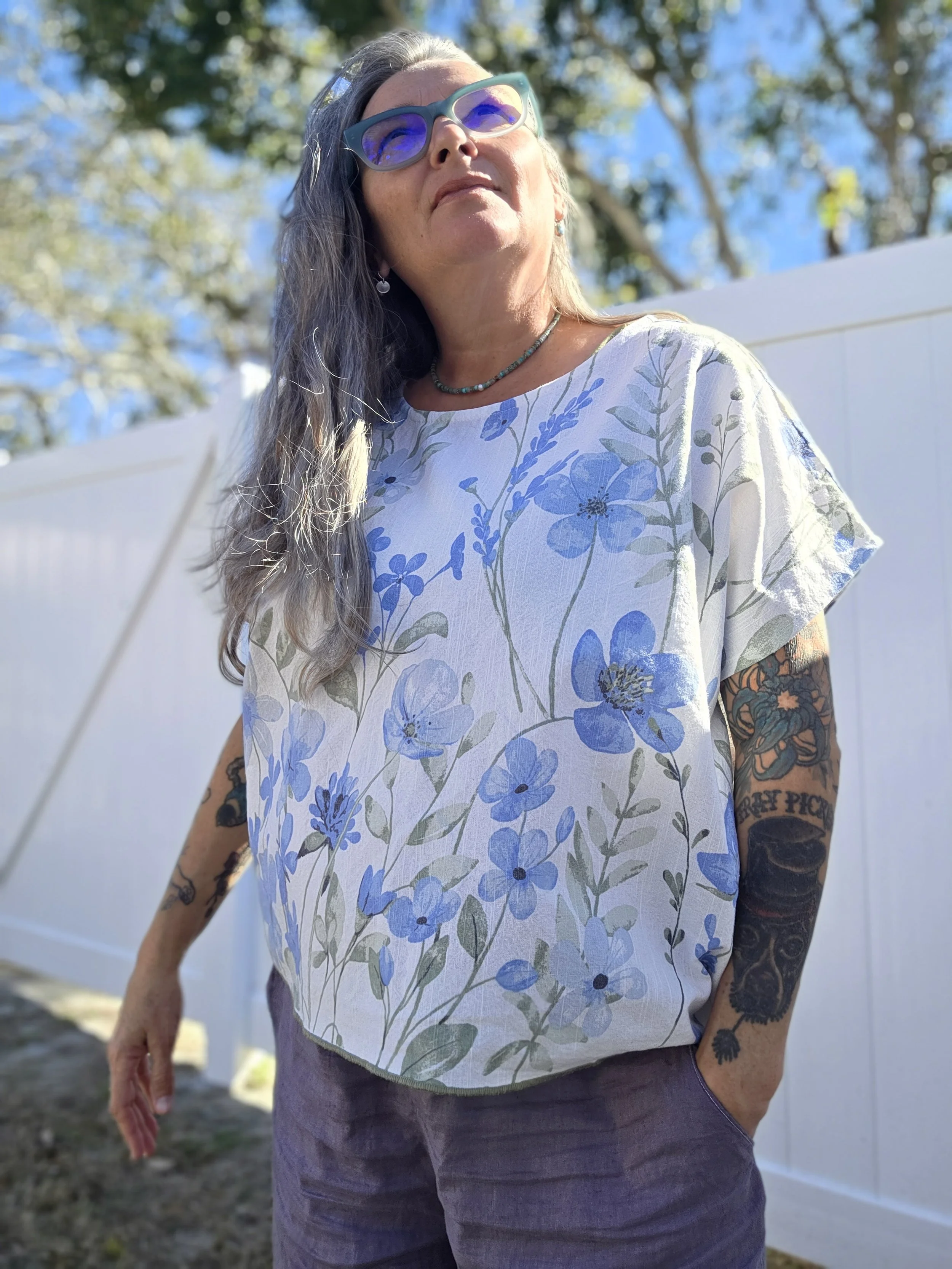 Dreamy Blues Boxy Tablecloth Tee