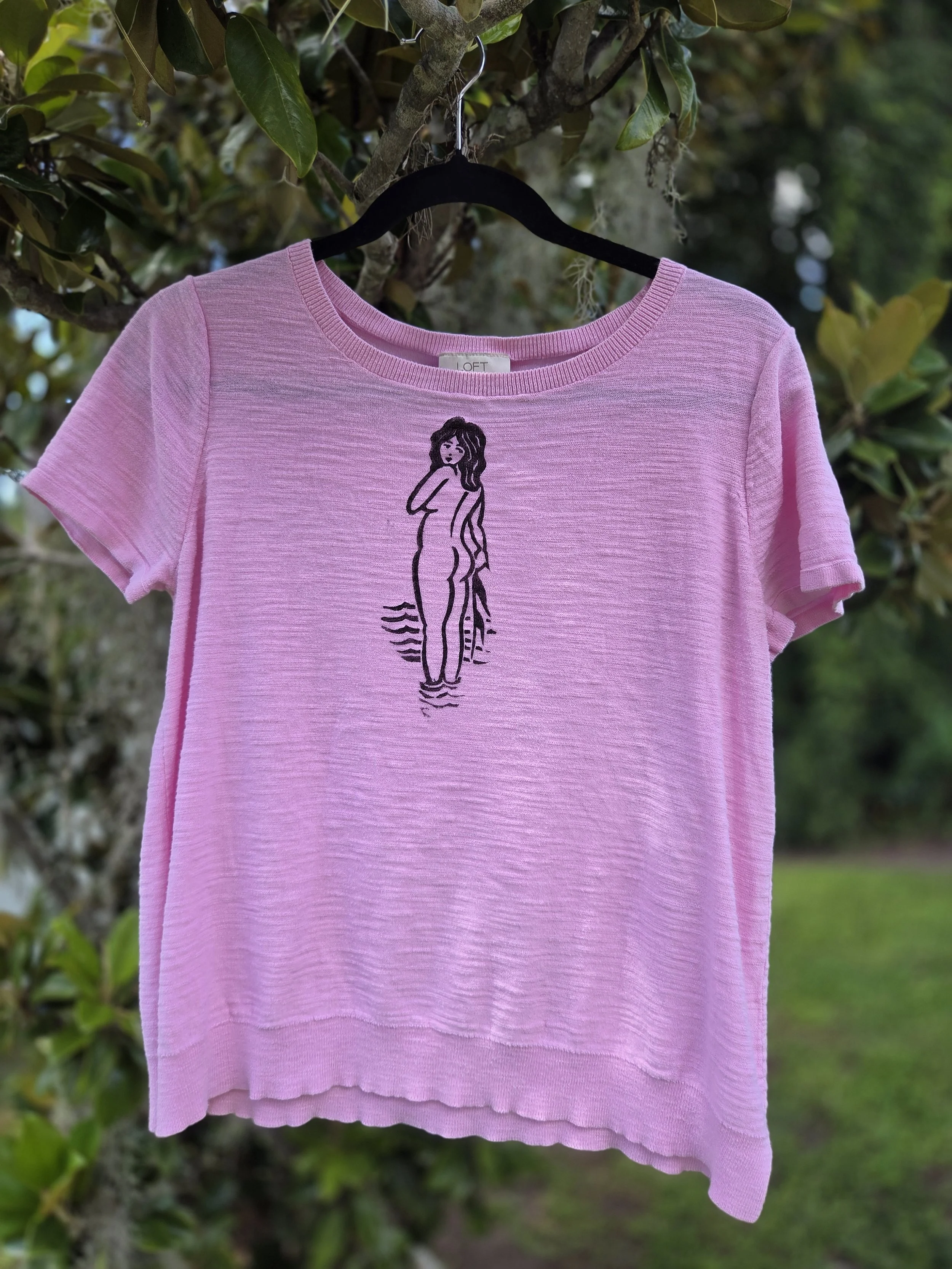 Adorned Apparel - Pink Cotton "Sweater" Tee