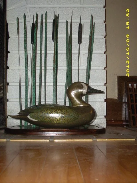 Blue-winged teal - hand formed aluminum, brass and copper sheet metal.