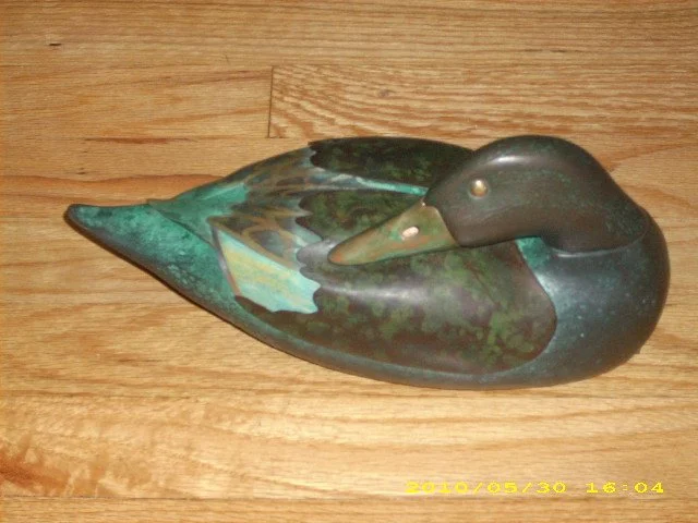 Blue-winged teal hen - hand formed aluminum, copper and brass sheet metal.