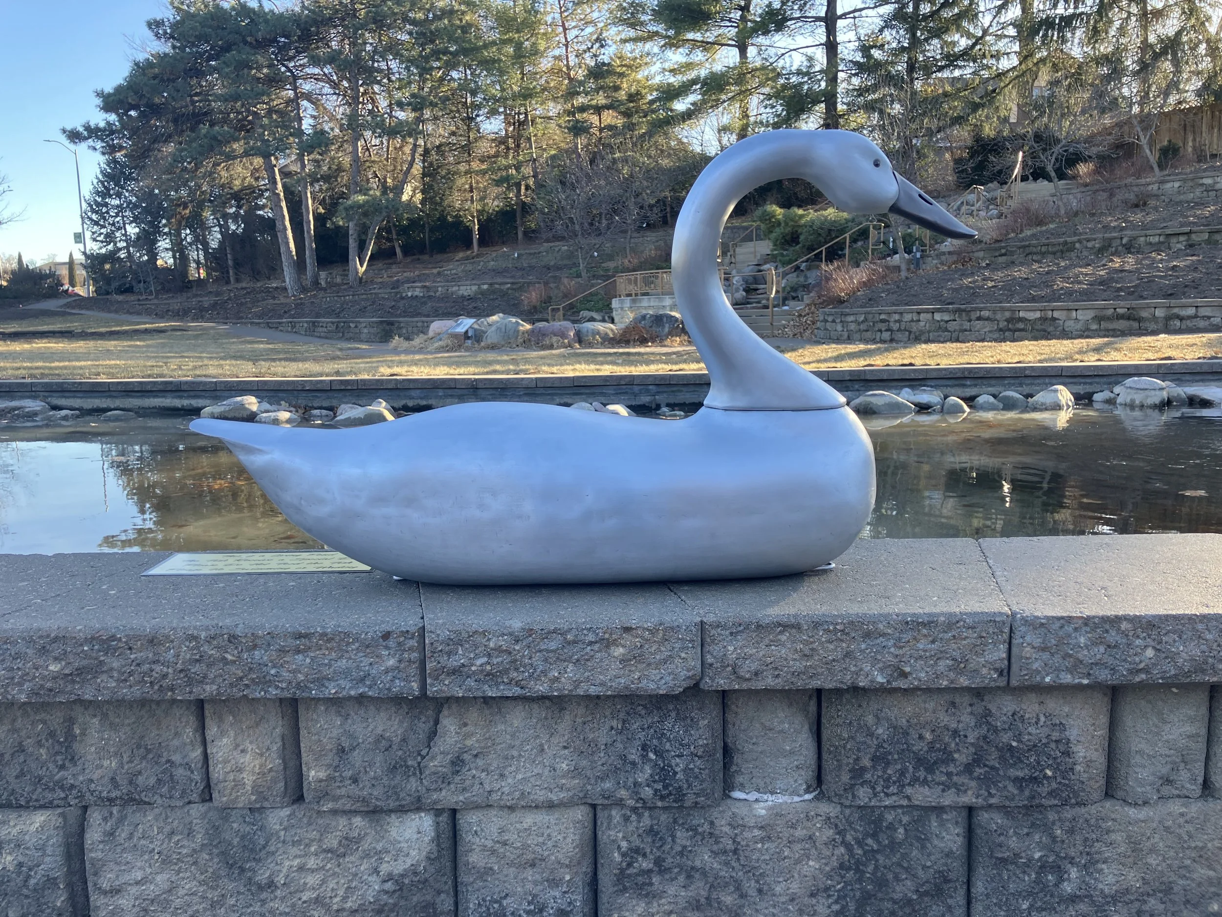Swan - hand formed from .063 aluminum sheet metal. Done in the style of Maryland decoy carver John "Daddy" Holly (1818-1892).