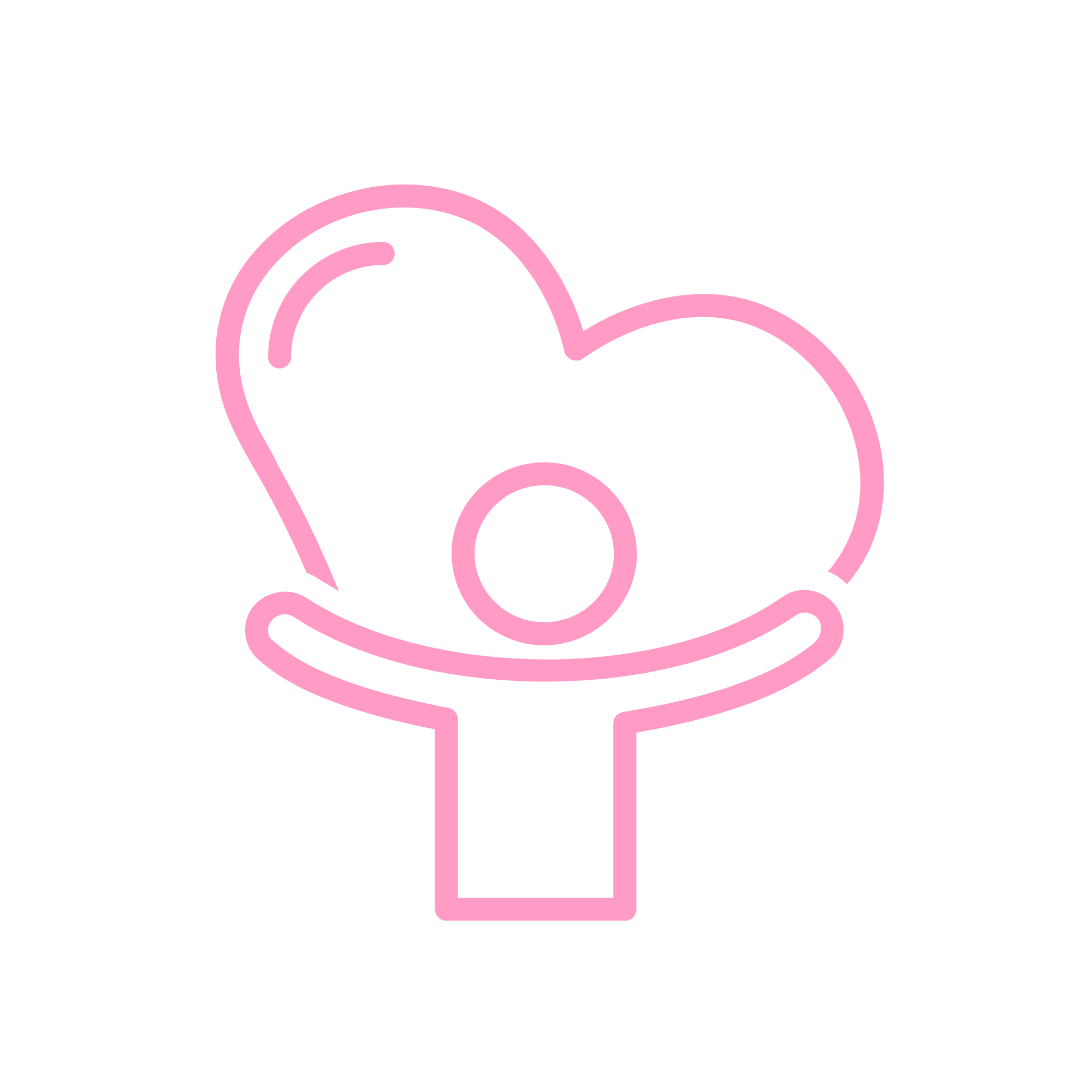 Outline of a pink wine glass with the top of the glass highlighted in pink.
