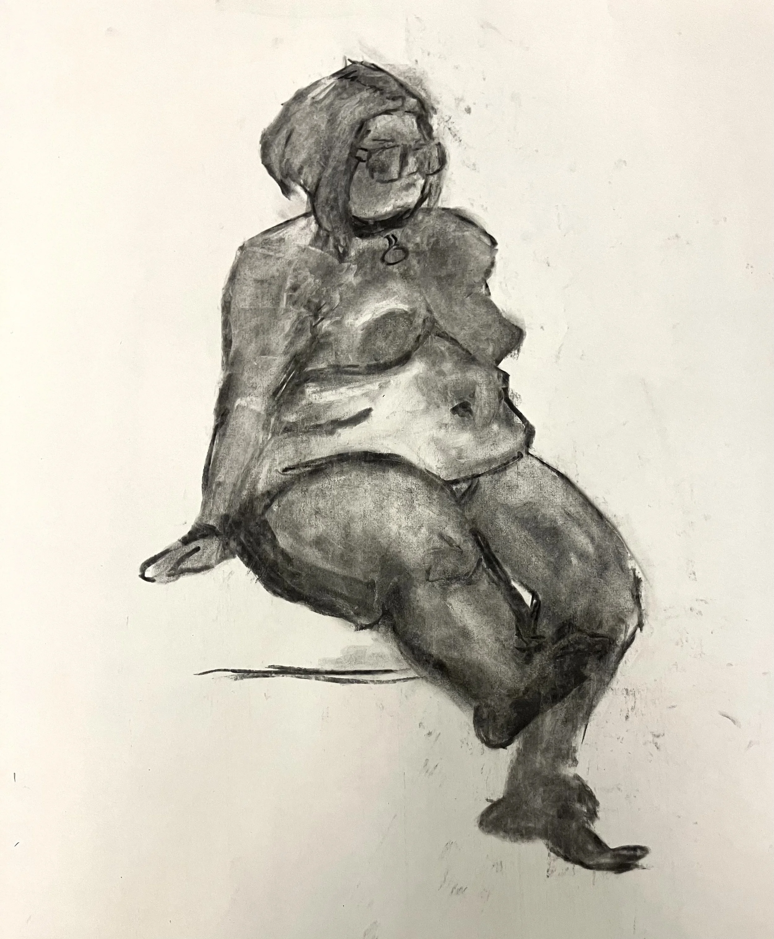 2025, charcoal, live model