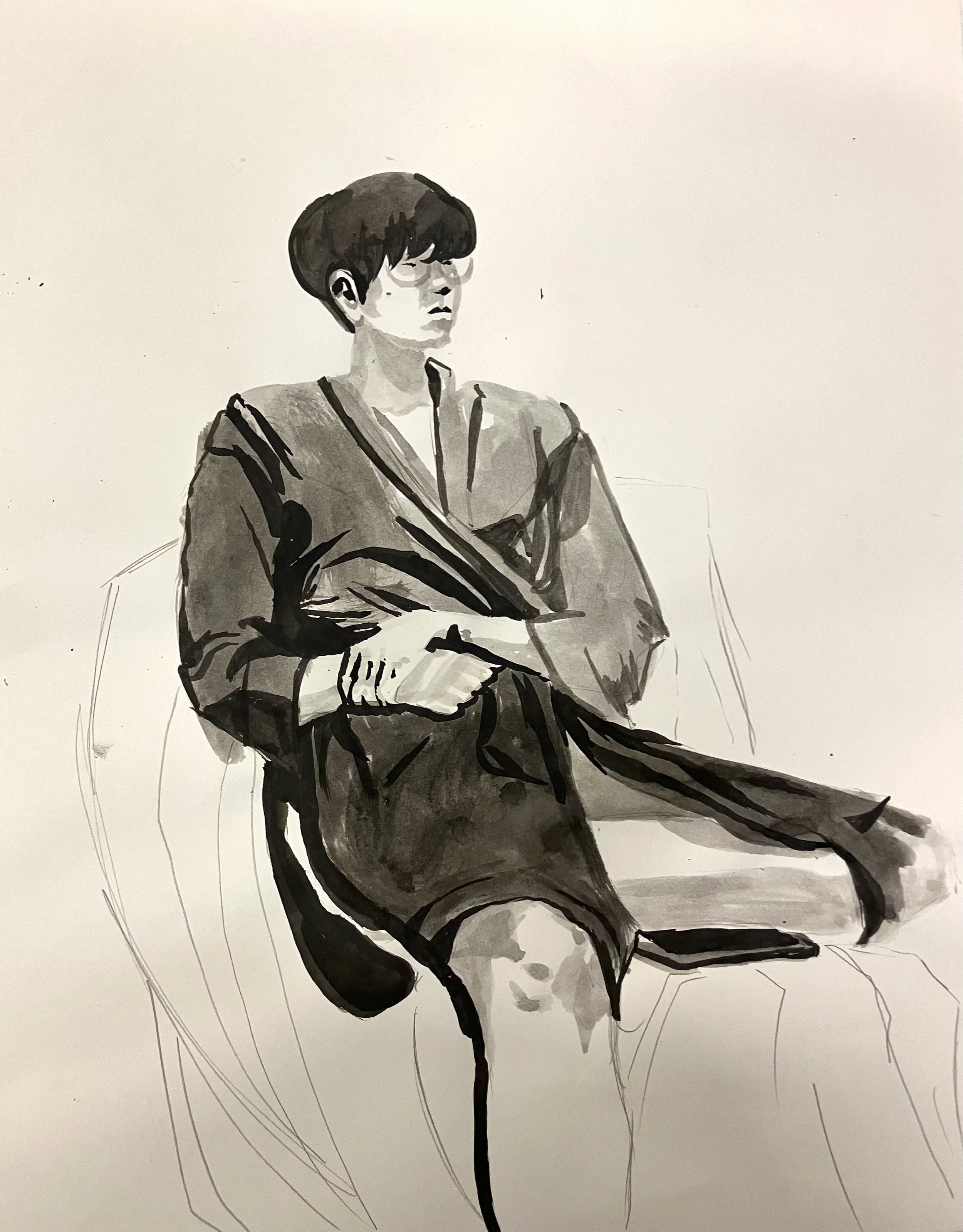 2025, india ink, live model
