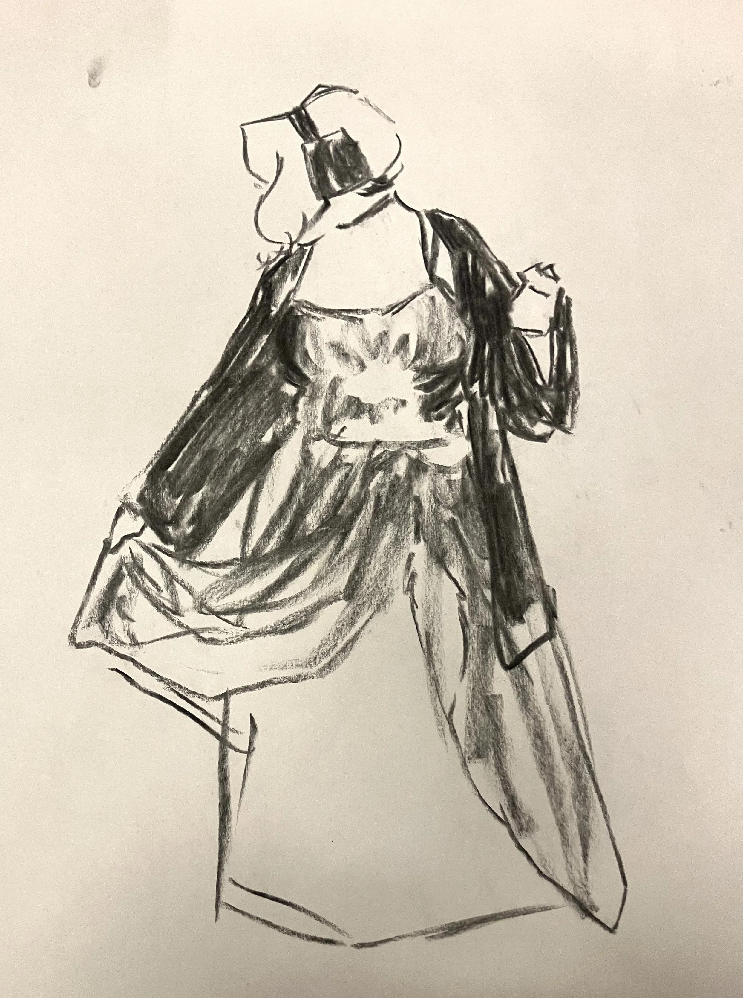 2025, charcoal, live model