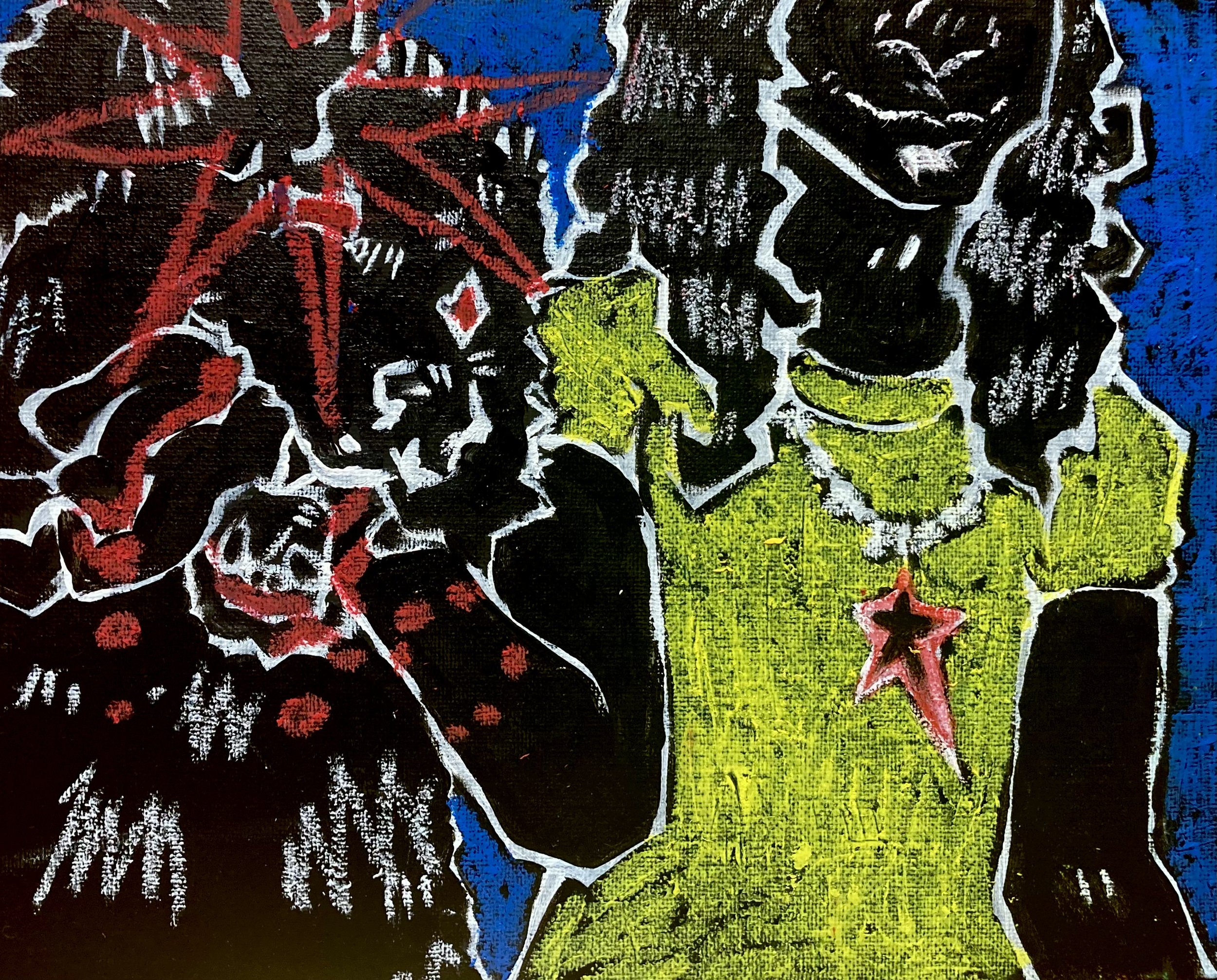 2023, acrylic and oil pastel on canvas