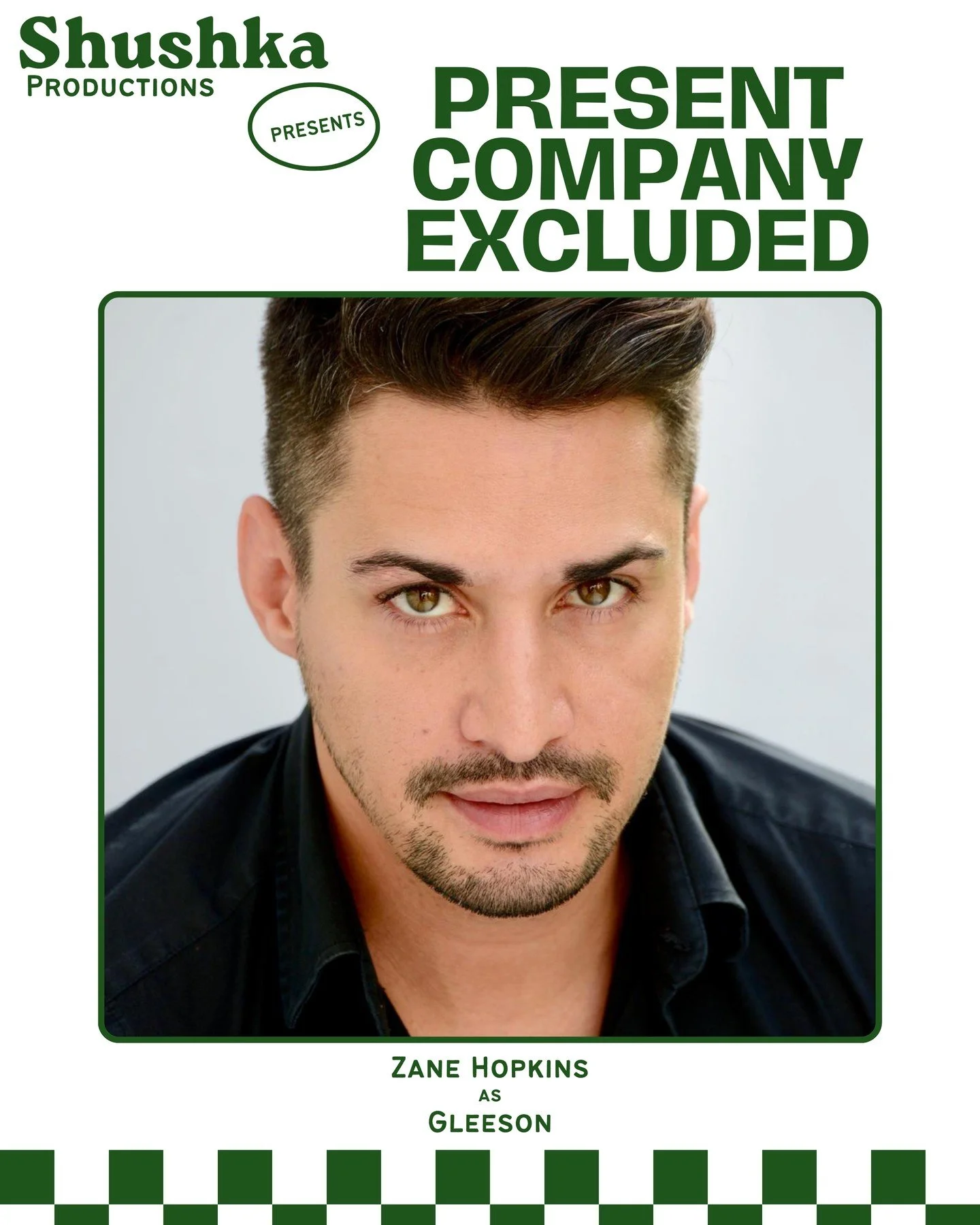 We're pleased to announce Zane Hopkins has joined the cast of Present Company Excluded as Gleeson.
Zane had this to say about the role - 
“I read the script and was immediately hit by the gravitas and demand of the role and fell in love with