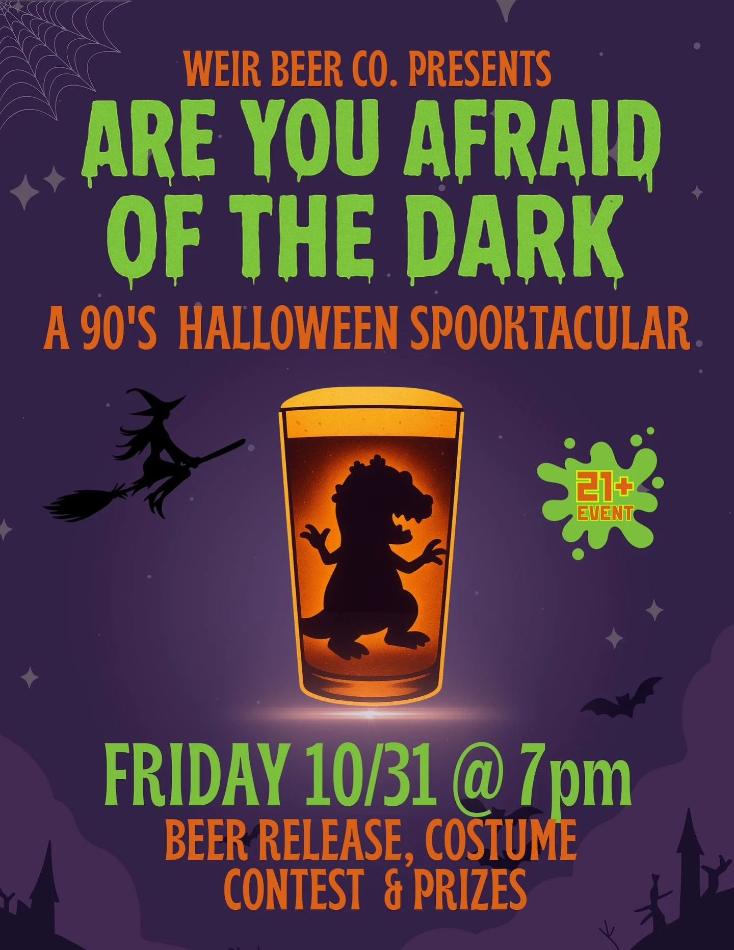 Kicking off our 1st birthday with a Halloween Spooktacular 👻

And this one&rsquo;s for the BIG KIDS - join us for a 21+ Halloween Party on Friday 10/31 right after you&rsquo;re done passing out candy. We&rsquo;ll have games and prizes and of course 