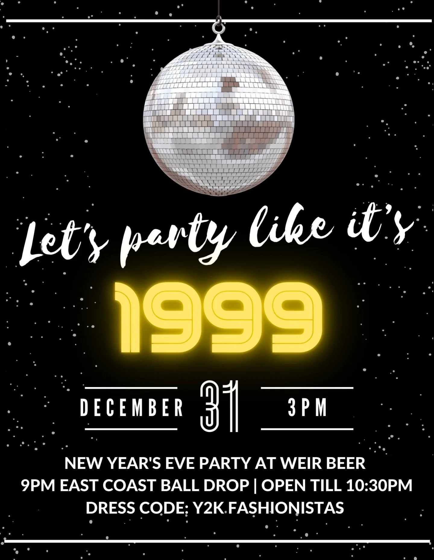 Let&rsquo;s ring in another year with some beer 🍻

Last year was so much fun we&rsquo;re running it back with another party like it&rsquo;s 1999 NYE Bash! Dress in your favorite throw back attire, and join us for the 9pm east coast ball drop! Hayden