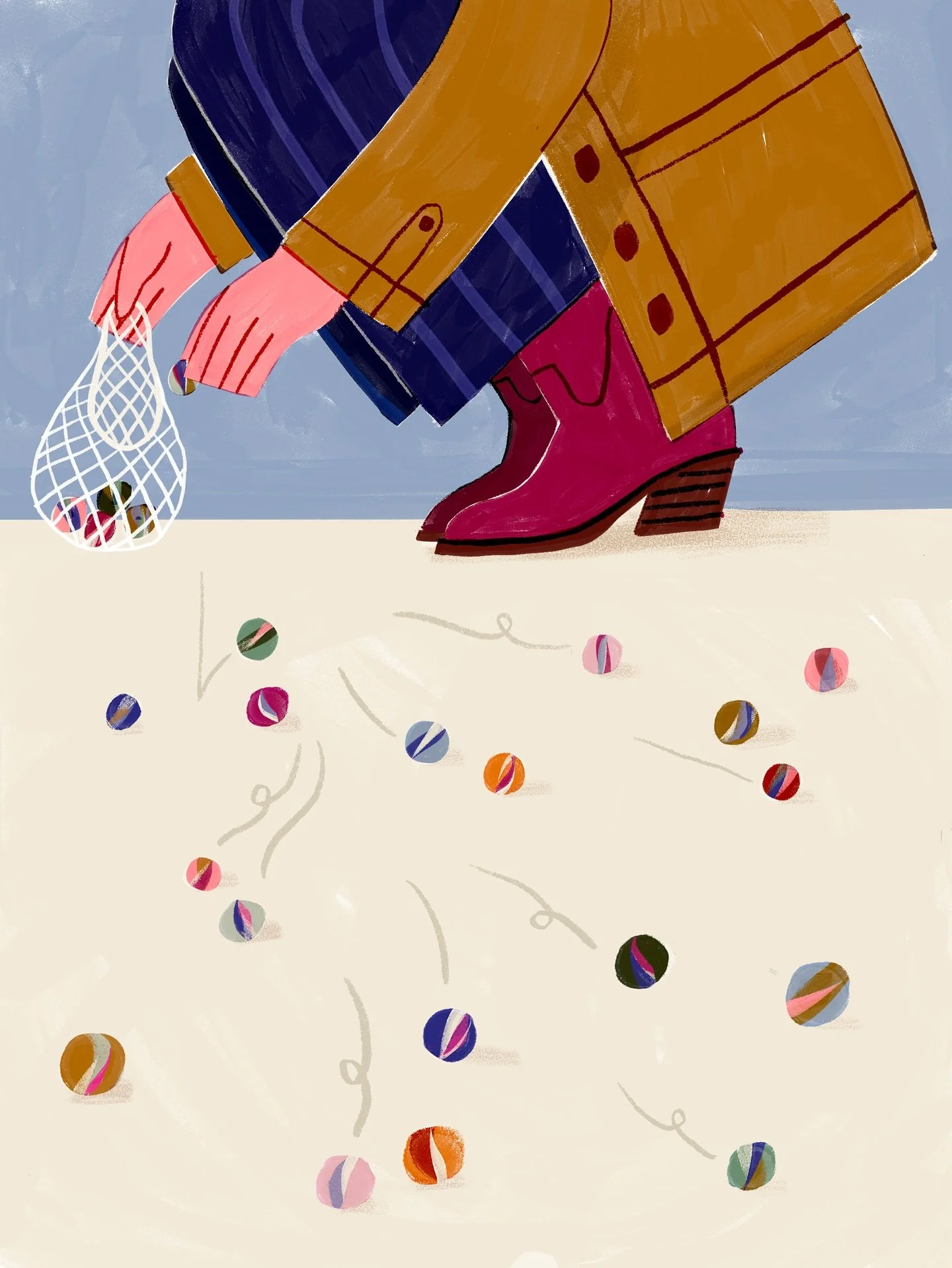 ✷ DAY 13: Marble ✷ Oh no! She lost her marbles.. 🙃  #peachtober2025 #peachtobermarble #peachtober25 #peachtober25marble #peachtober @peachtober #illustration #procreate