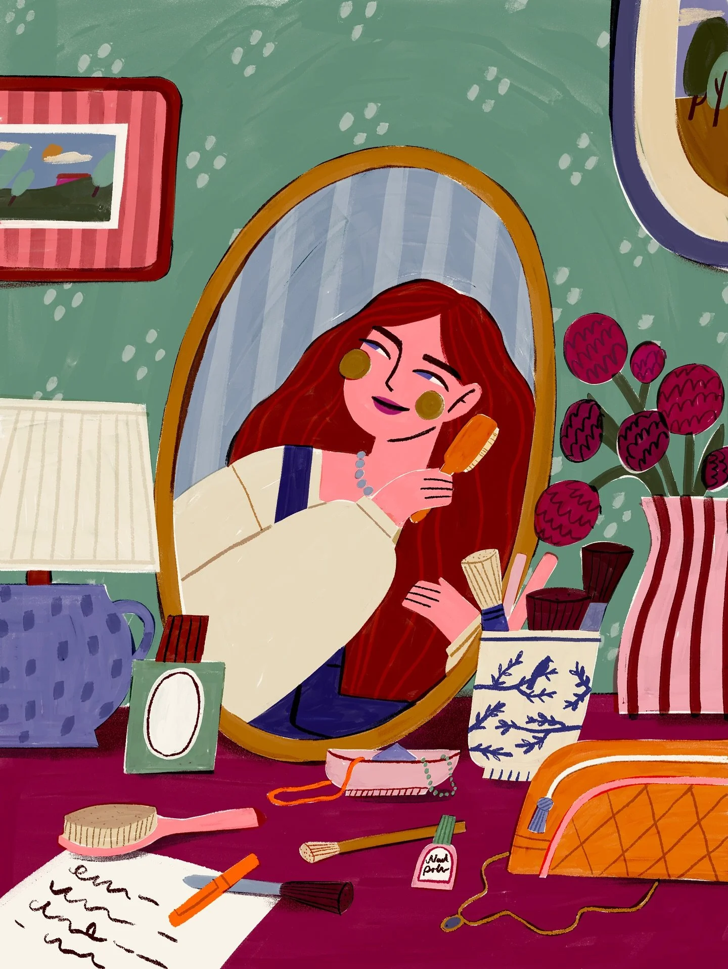 ✷ DAY 14: Brush ✷ I wish my morning routine looked this peaceful 😌  #peachtober2025 #peachtoberbrush #peachtober25 #peachtober25brush #peachtober @peachtober #illustration #procreate