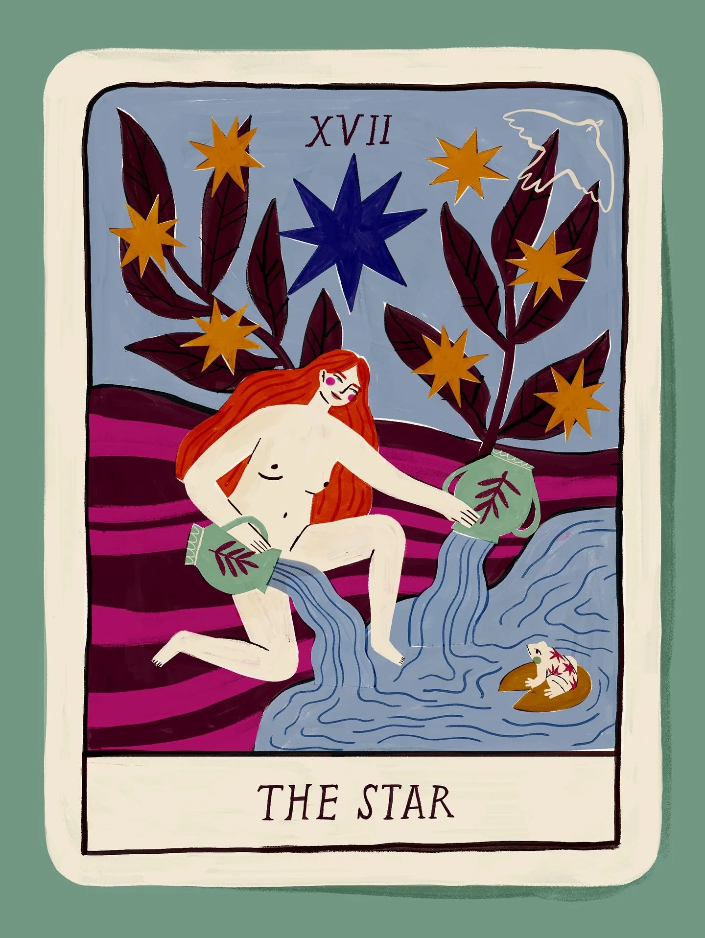 ✷ DAY 18: Toad ✷ I have been wanting to do a tarot illustration for ages, and technically there&rsquo;s a toad involved, right? 🤷🏼&zwj;♀️  #peachtober2025 #peachtobertoad  #peachtober25 #peachtober25toad #peachtober @peachtober #illustration #procr