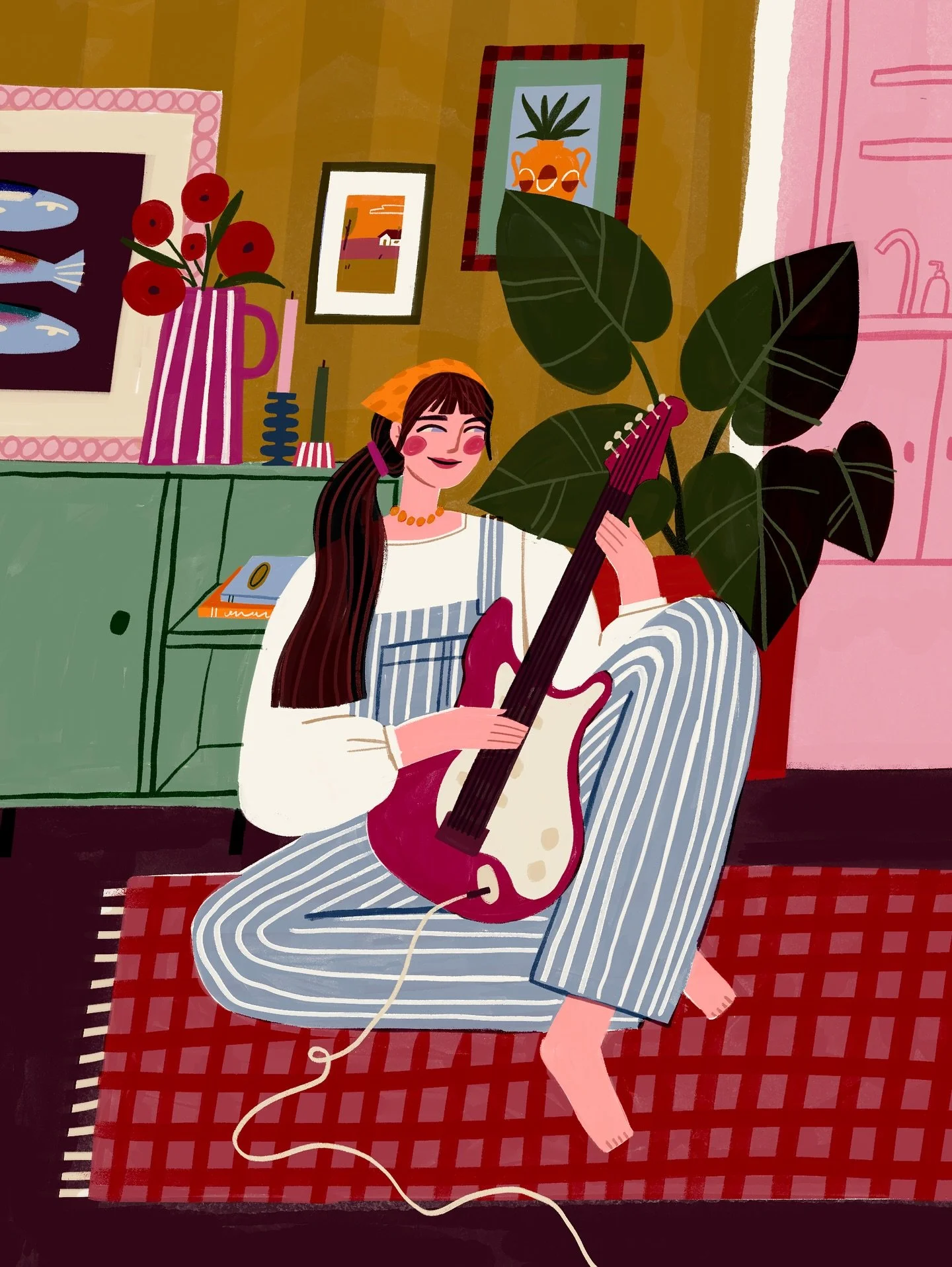 ✷ DAY 27: Axe ✷ Today I learned that guitars are sometimes called an &ldquo;axe&rdquo;! And as someone who wasn&rsquo;t in the mood to draw anything sharp and dangerous today, I was delighted to discover this much friendlier version for this prompt. 