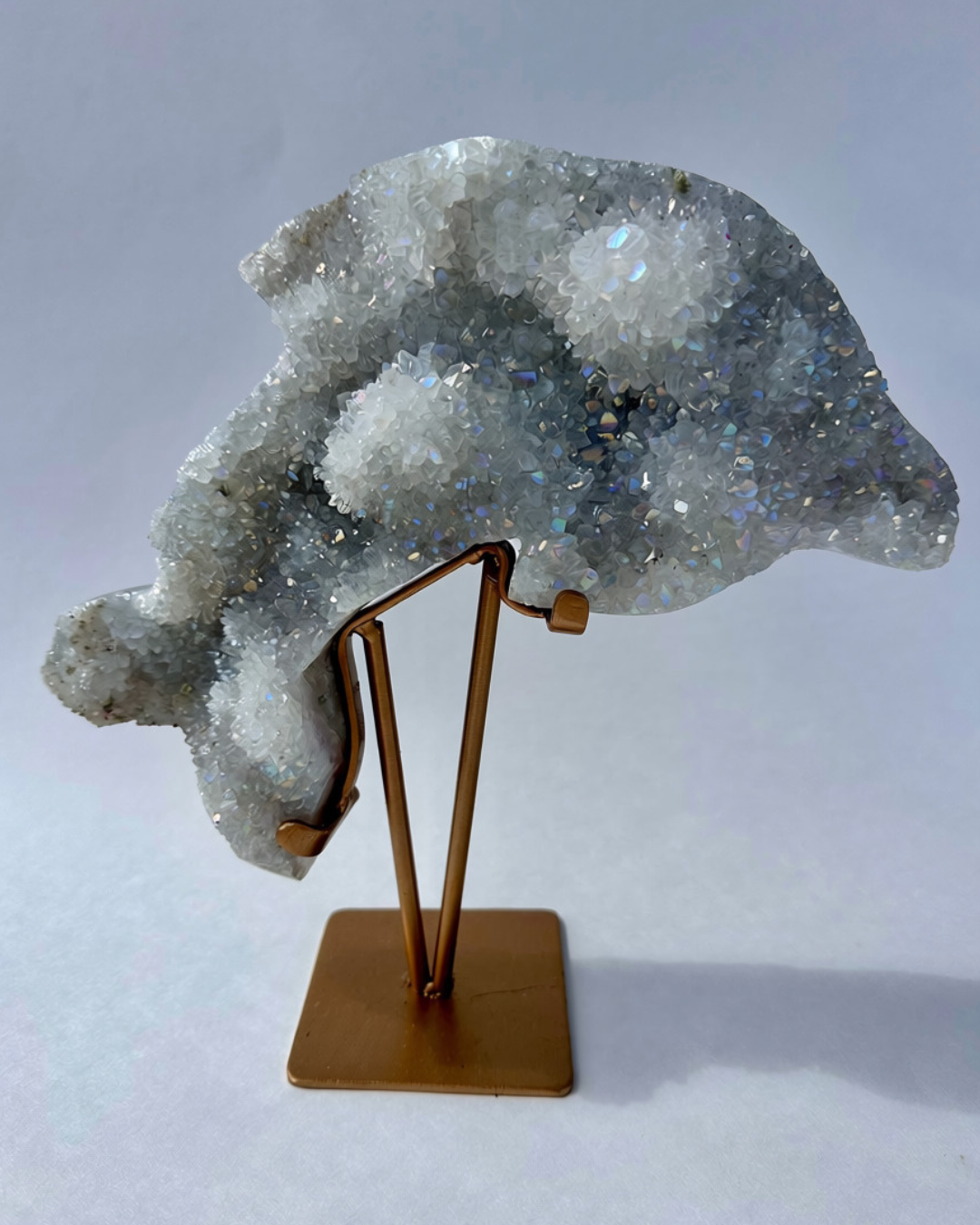 Rainbow Aura Druzy Dolphin on Stand