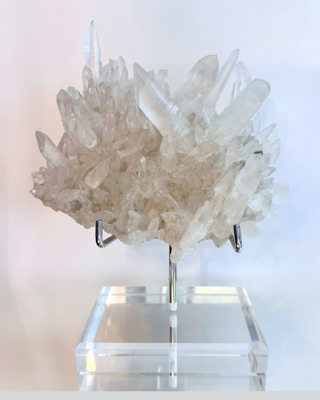 Brazilian Clear Quartz Cluster on Display Stand