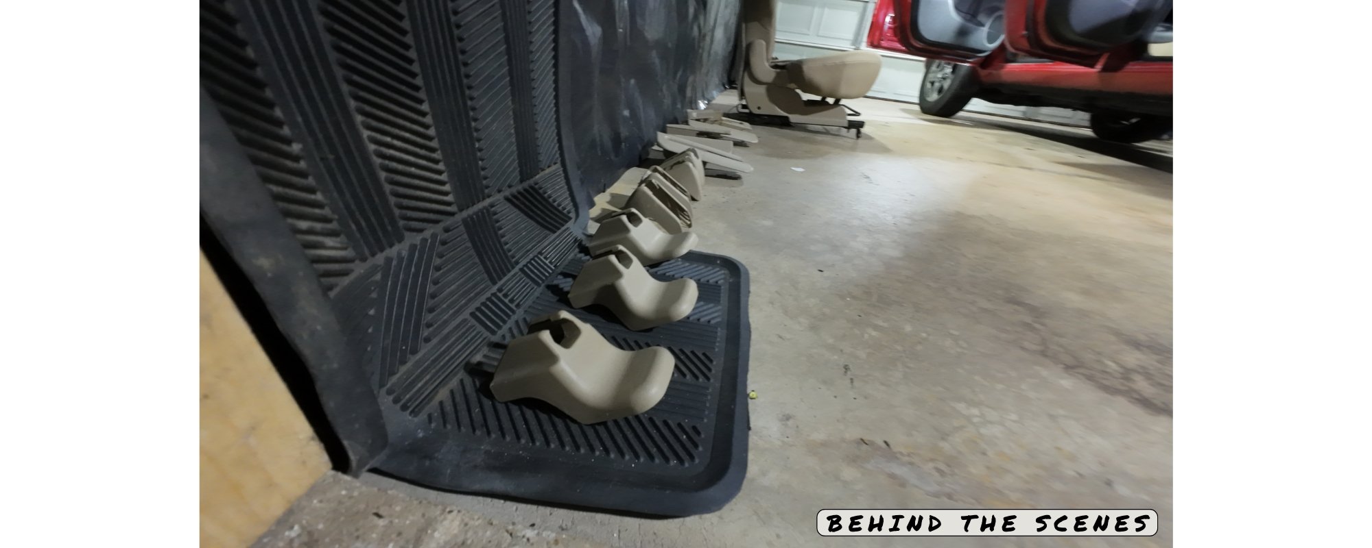Toyota Rav4 progress photos of professional interior auto detail, carpet extraction, and stain removal by Legend Auto Detailers in Hammond, IN.