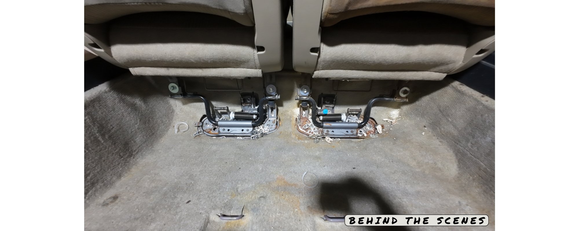 Toyota Rav4 progress photos of professional interior auto detail, carpet extraction, and stain removal by Legend Auto Detailers in Hammond, IN.