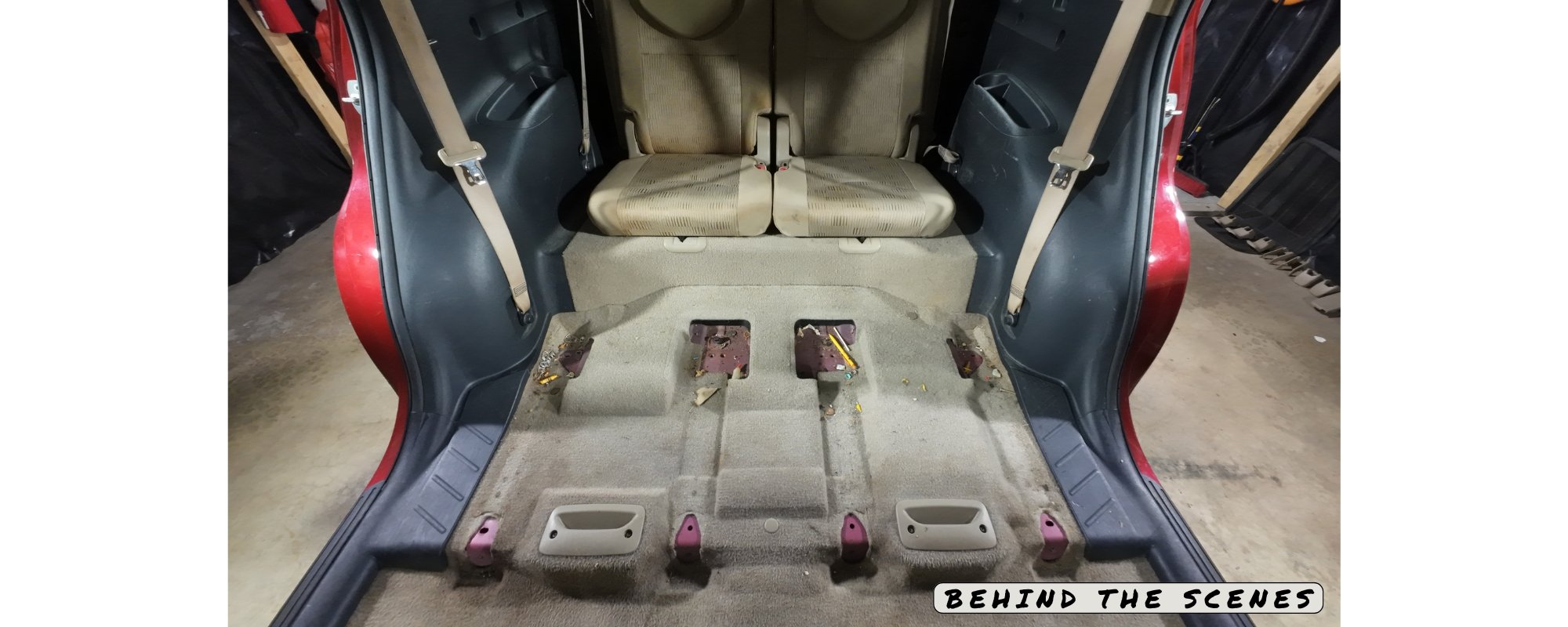 Toyota Rav4 progress photos of professional interior auto detail, carpet extraction, and stain removal by Legend Auto Detailers in Hammond, IN.