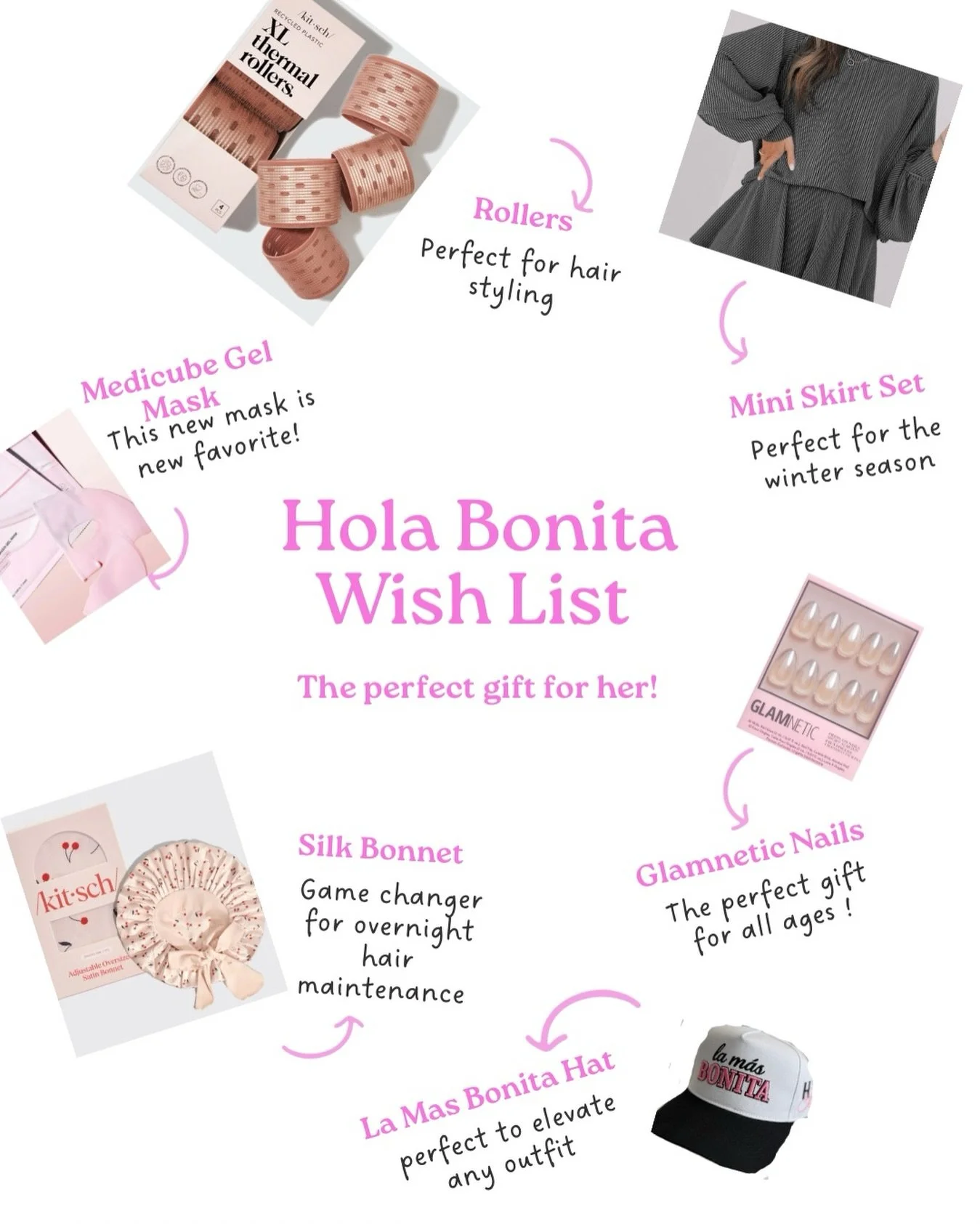 Need some holiday gift inspiration? ?Hola Bonita&rsquo;s got you covered with our dreamy Wish List ✨🎄💞

Shop our collection online at Holabonitabeauty.com or click the link in our bio 🛍💝

Contact us through DM, call, or comment with any questions