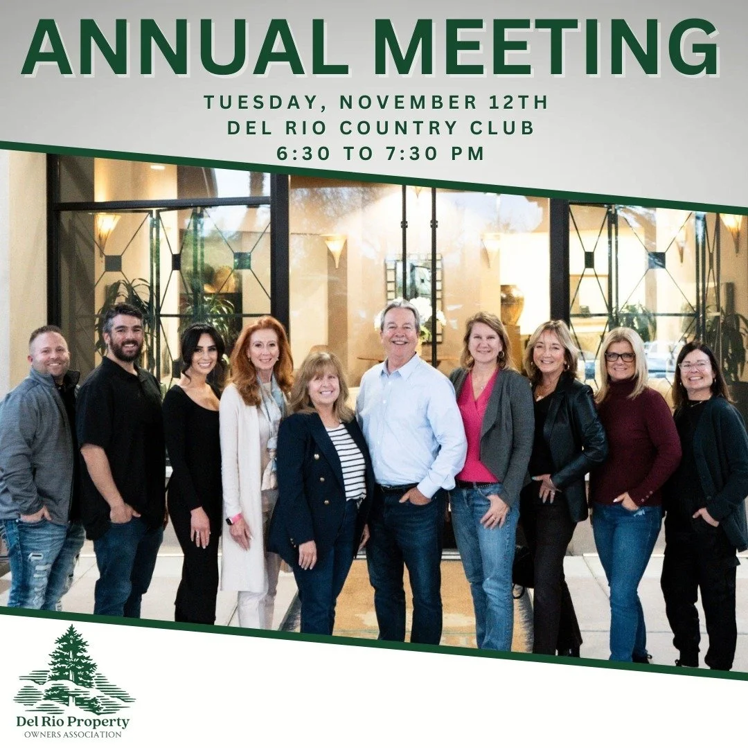 📣 Attention Del Rio Residents! 📣
We&rsquo;re excited to announce that the Del Rio Property Owners Association will be hosting its Annual Meeting on Tuesday, November 12th, 2024 at the beautiful Del Rio Country Club! 🏡✨
🗓 Date: Tuesday, November 1