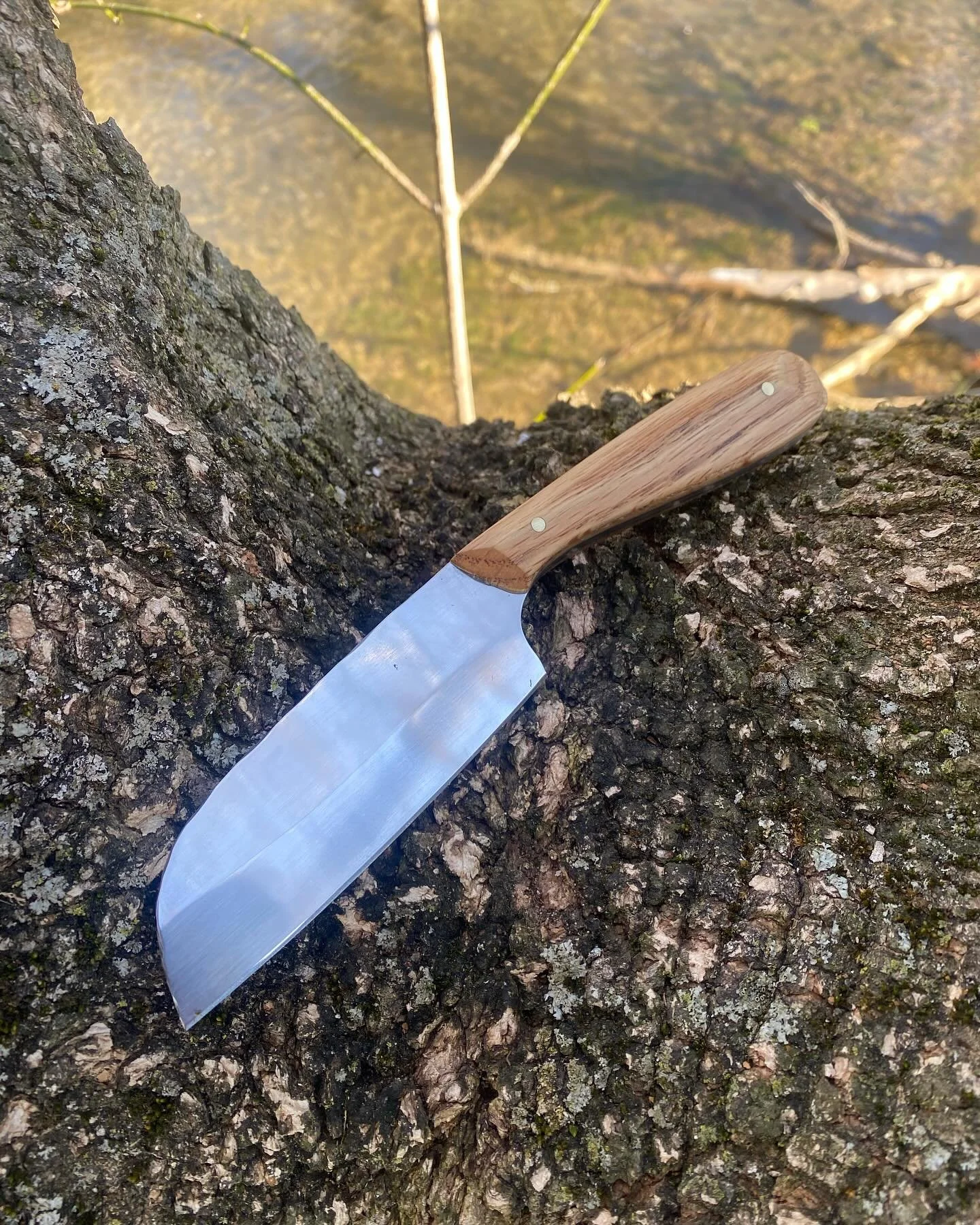 Cheese knife with an oak handle made from an old church pew. Made a few months ago and forgot to post. (SOLD)