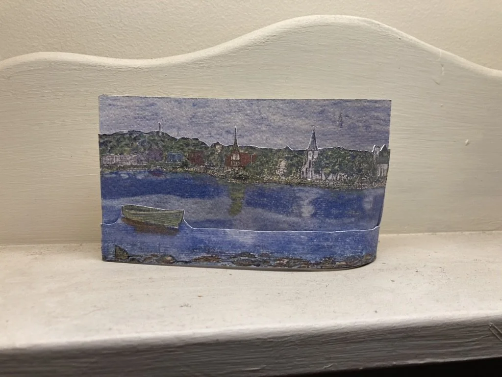 'Mahone Bay' hand colored pop-up card