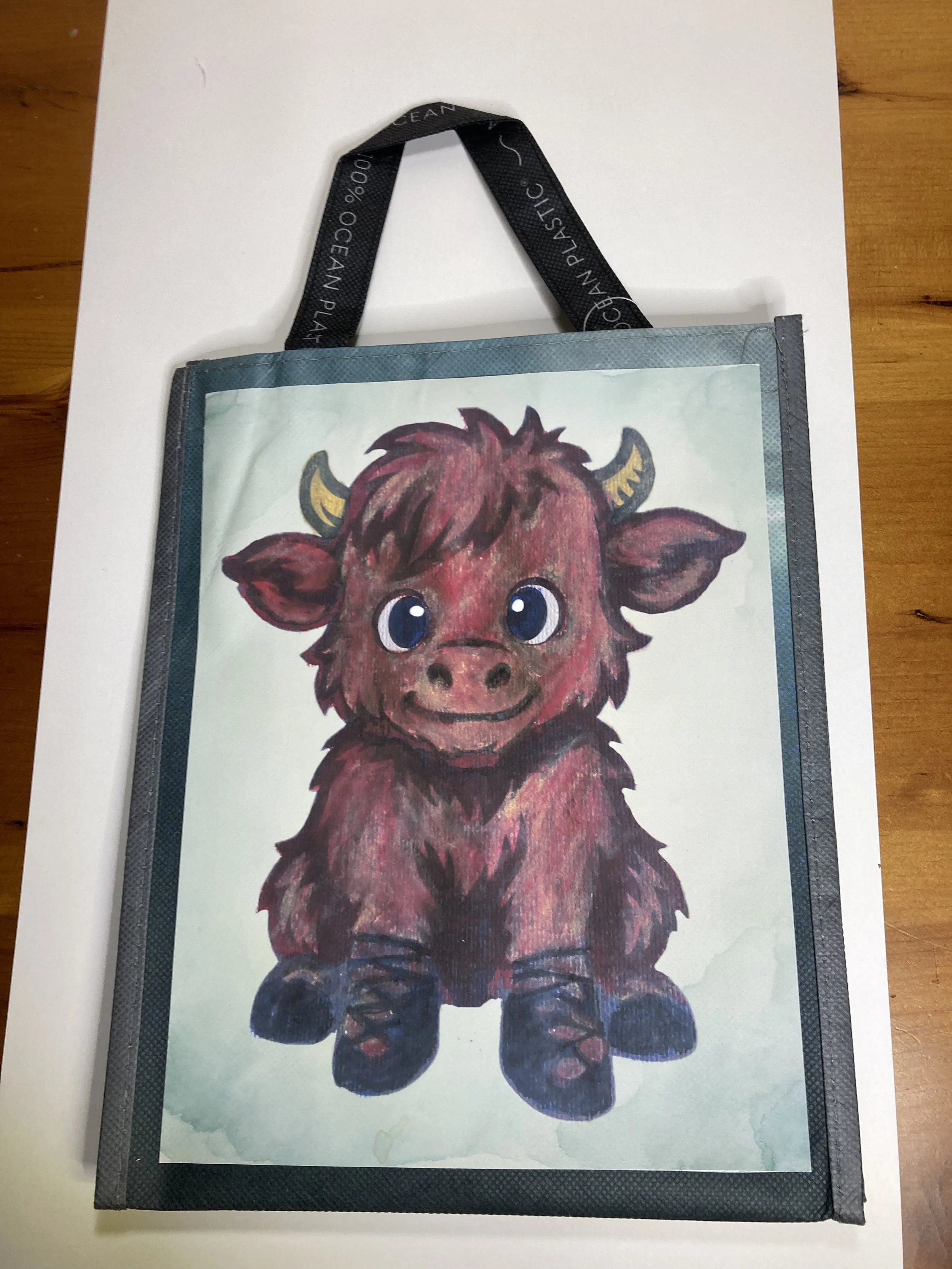Ocean plastic recycled 'highland cow' bags