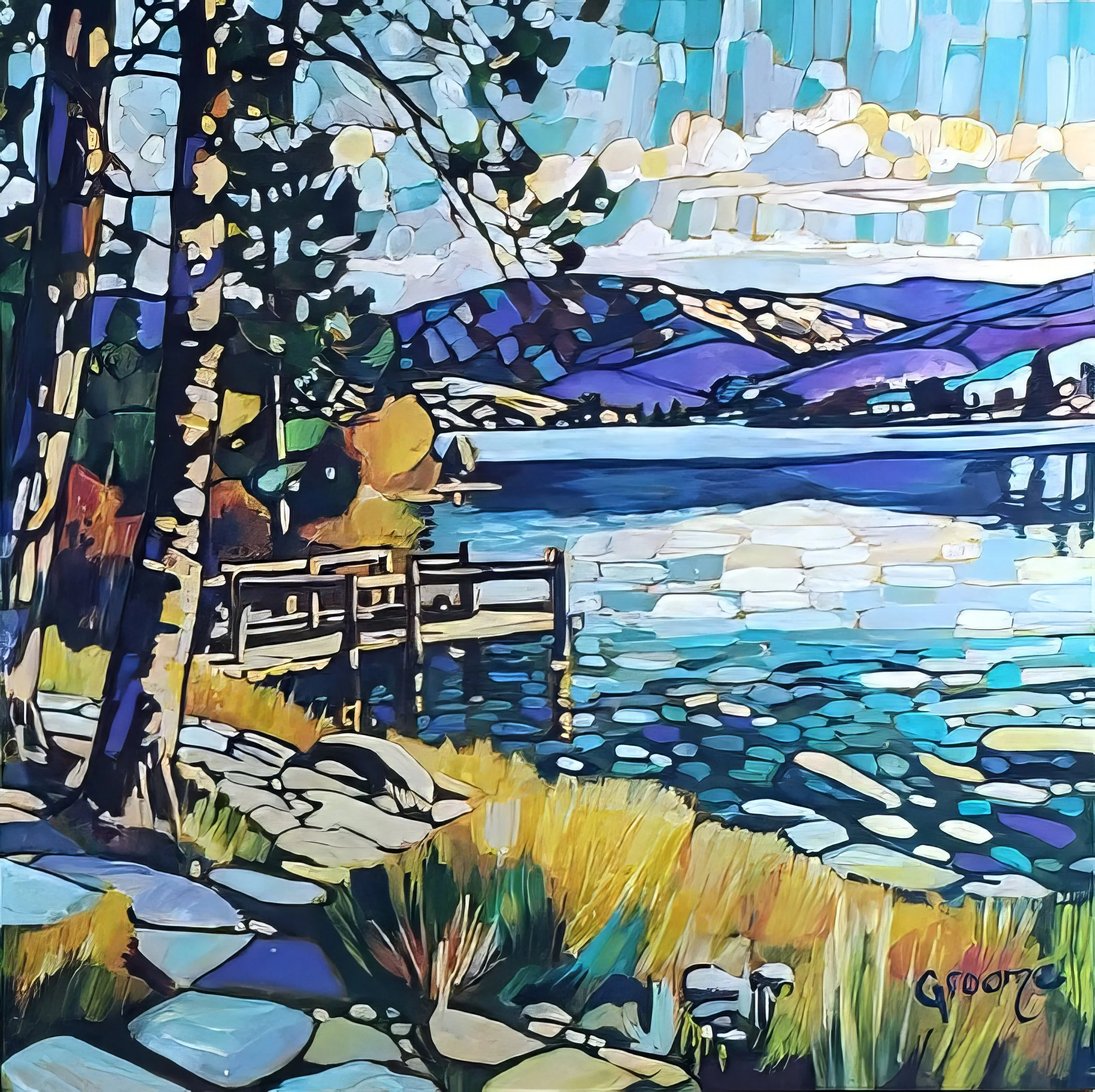 Okanagan Pier, 6x6, Oil on clayboard, Sold.jpg