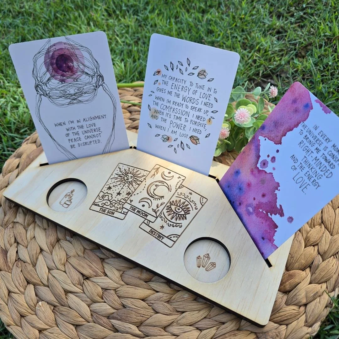 Artistic Wooden Affirmation Card or Tarot Card Holder