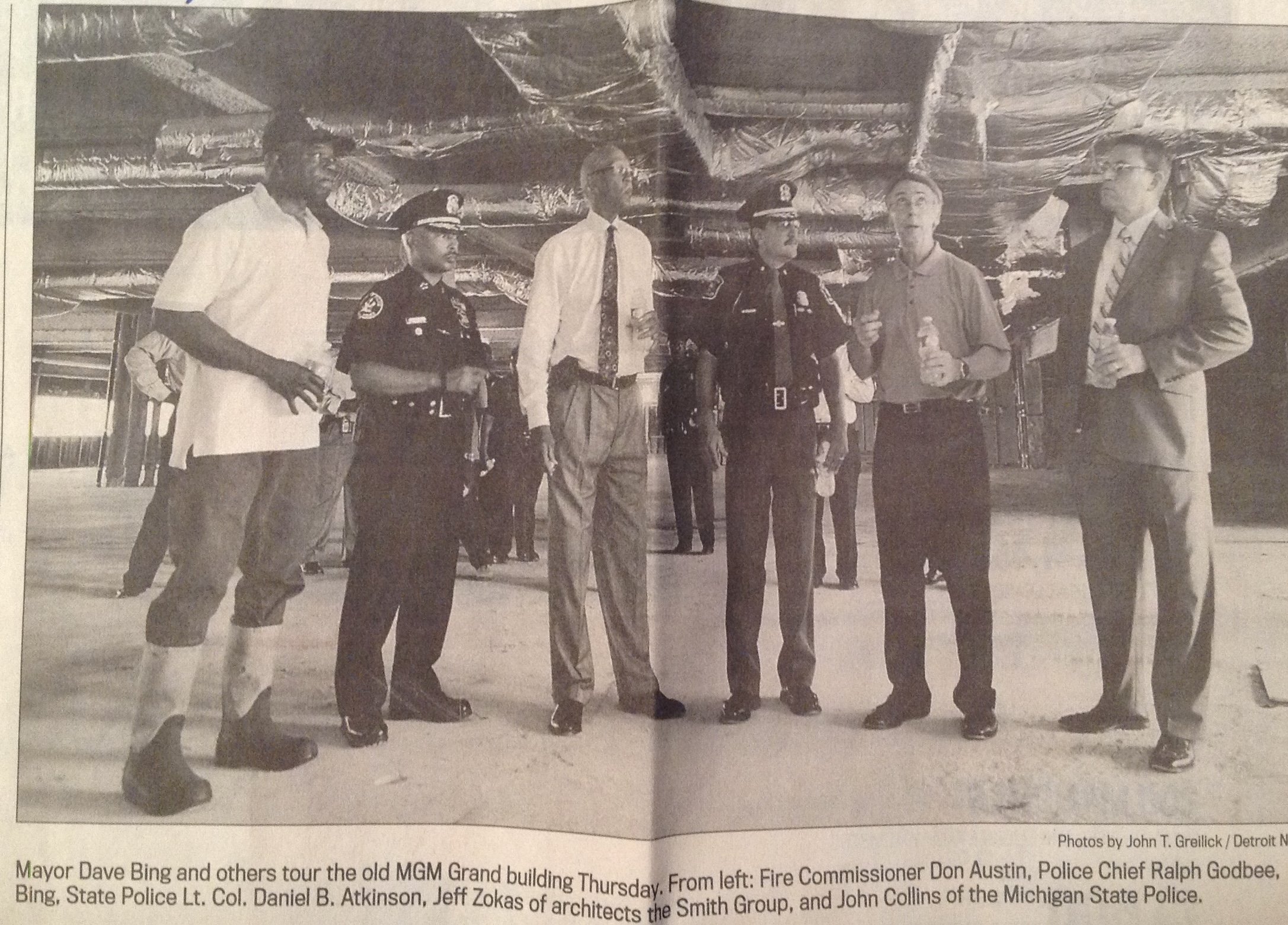 Touring the site of the future MSP forensic laboratory in Detroit with the mayor of Detroit, Detroit Chief of Police, and MSP Lt. Colonel.