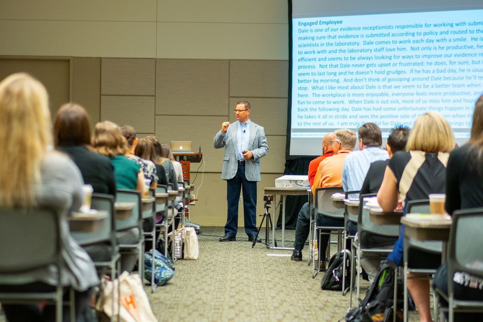 Teaching a leadership workshop at the International Symposium on Human Identification