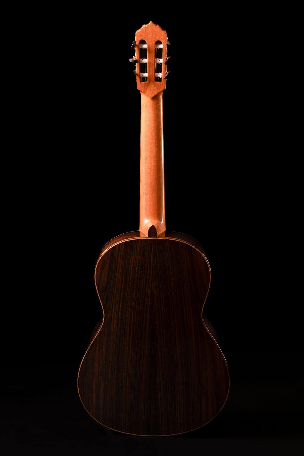 Back view of a guitar in East Indian Rosewood