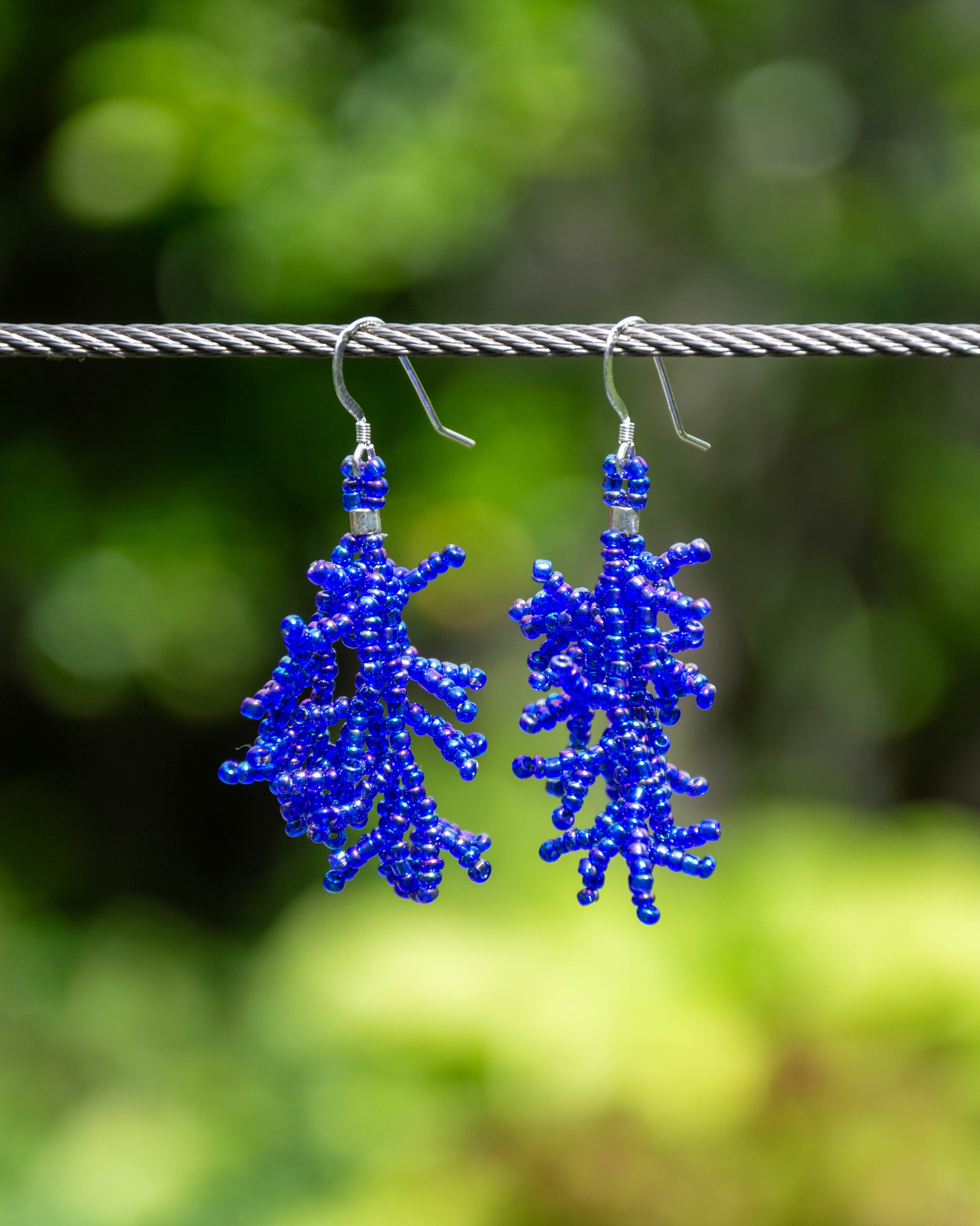Dark Blue Coral Earrings