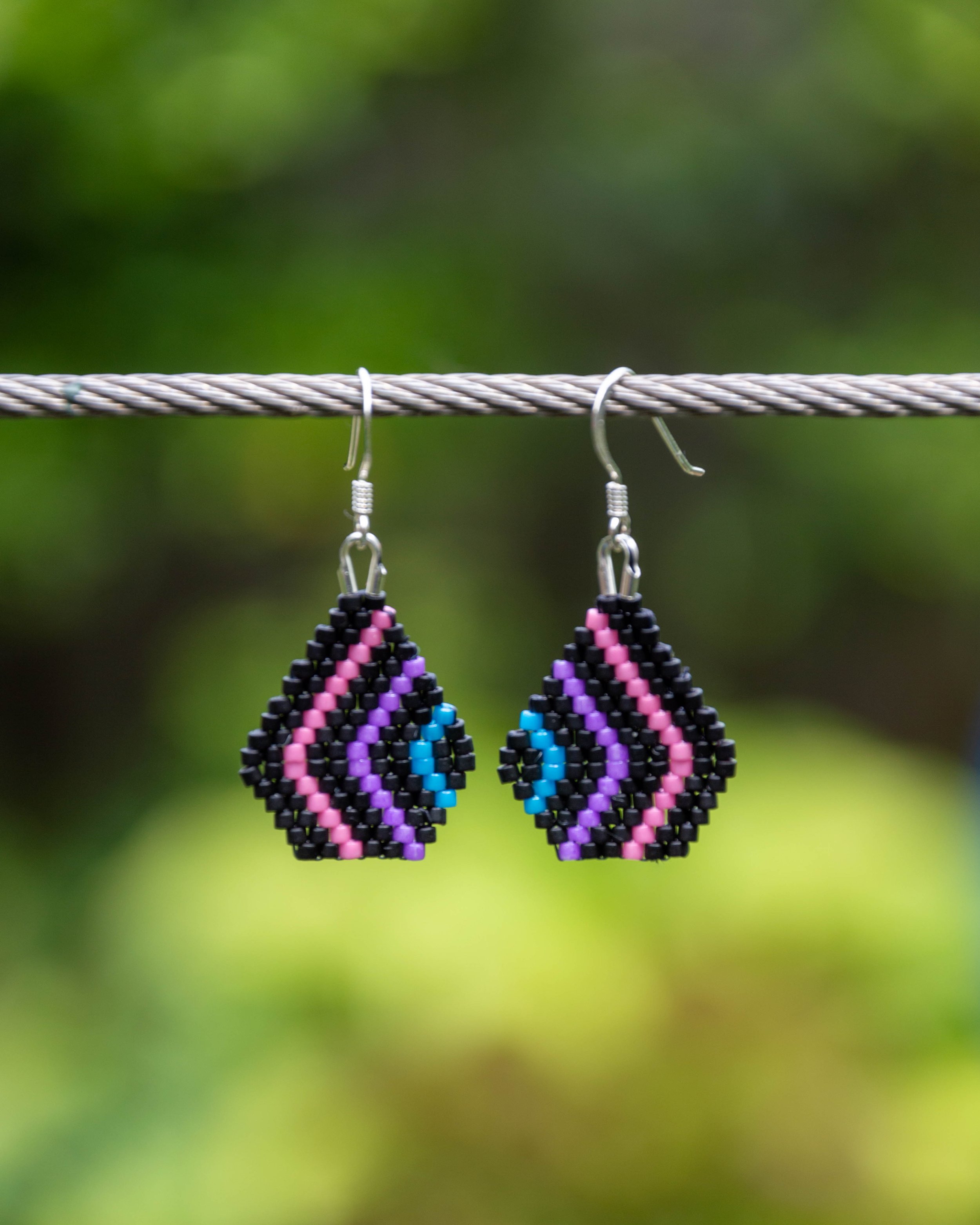 Thin Striped Mini Drop Earrings