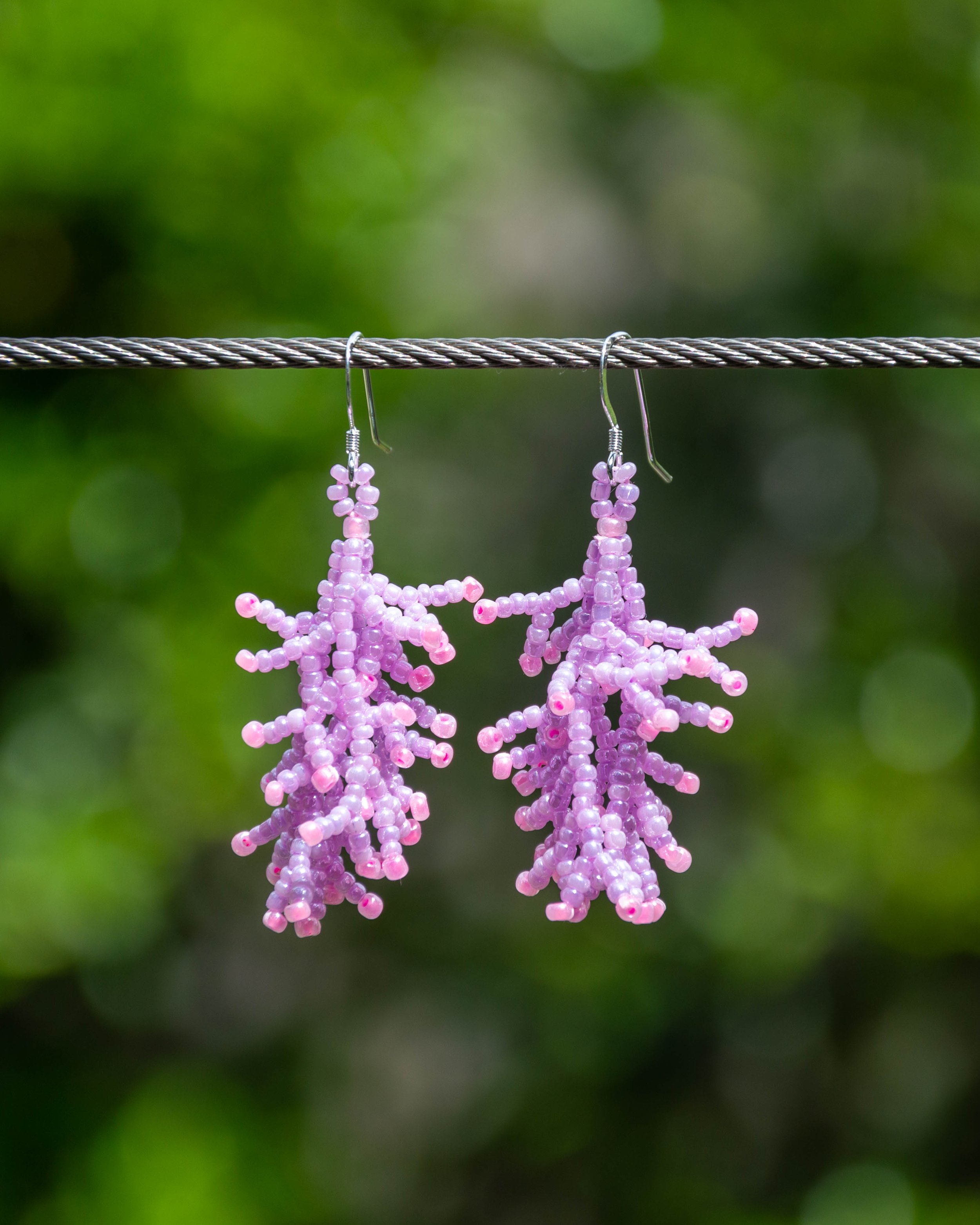 Pearly Purple and Pink Coral Earrings