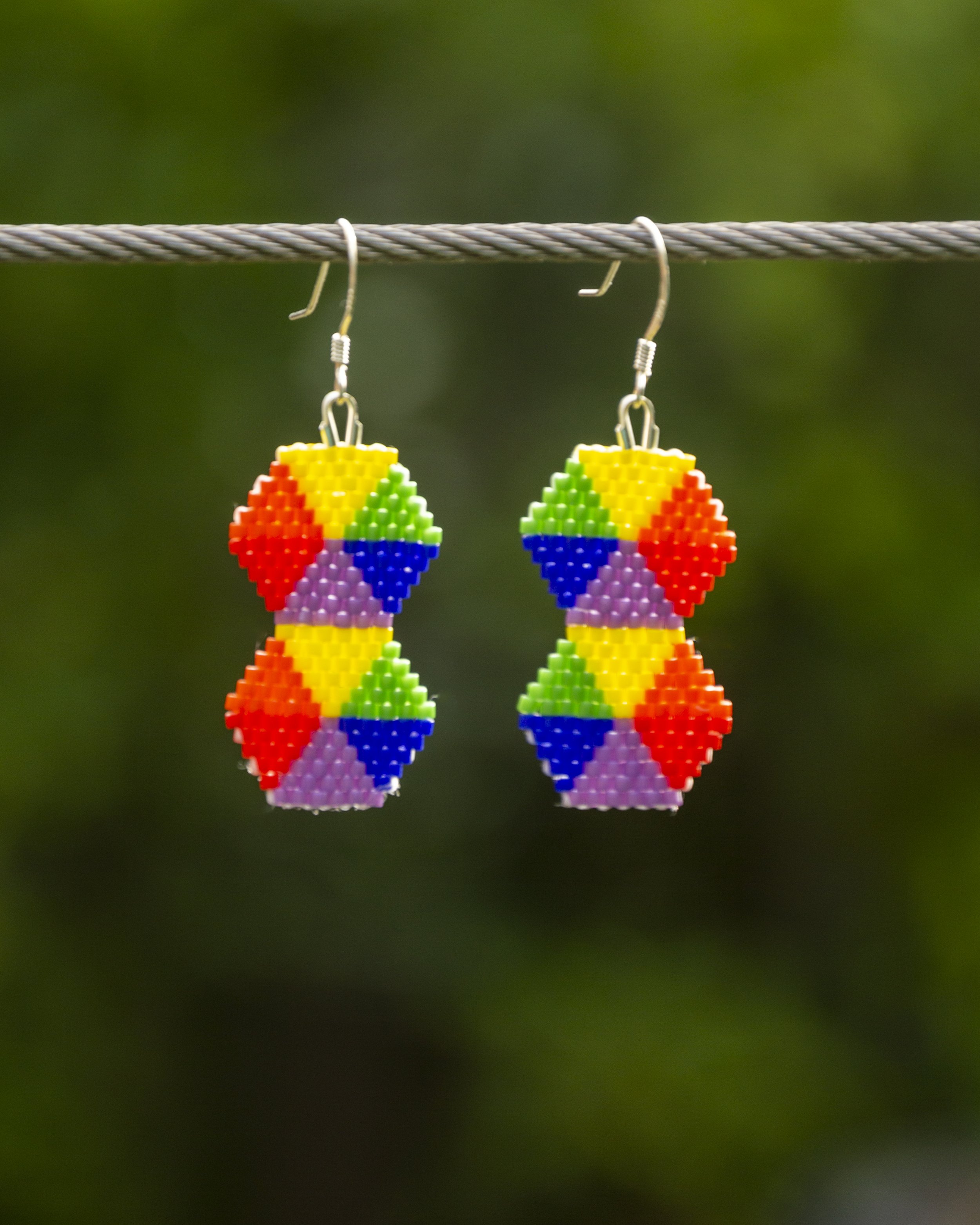 Fully Rainbow Hexagon Earrings