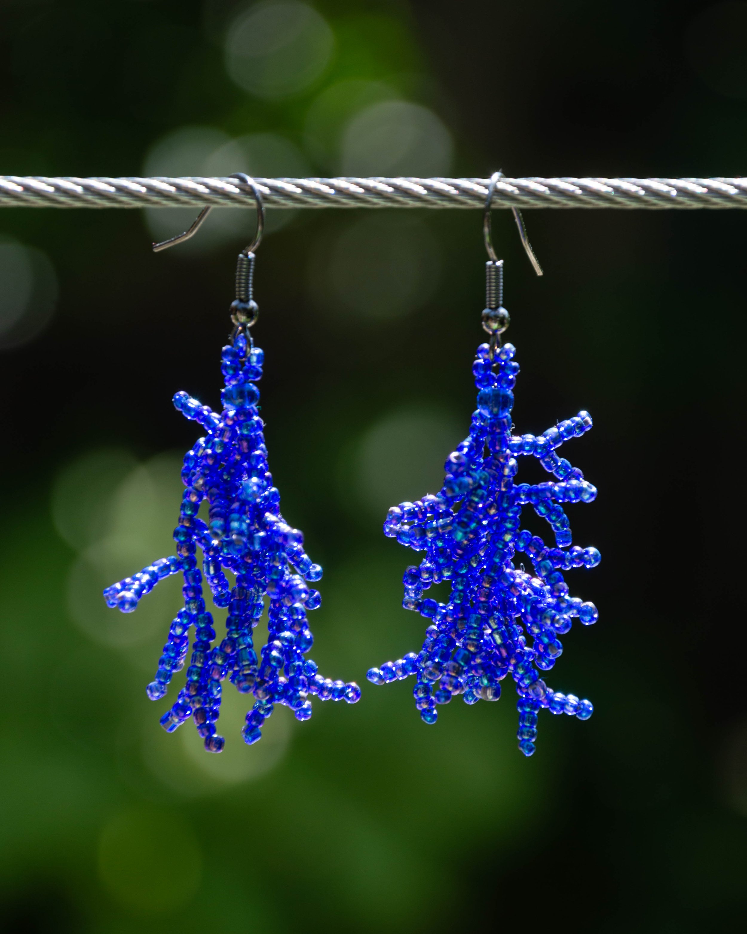 Dark Blue Coral Earrings