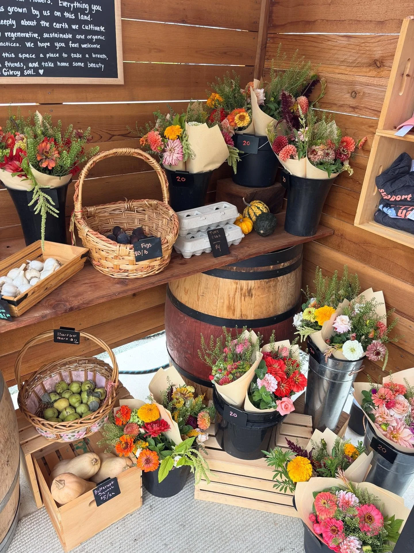 The word of the day is ABUNDANCE. I woke up with the word on my mind. Abundance in harvest, courage, and love. We are fully stocked with abundant flowers, squashes, pumpkins, figs, pears, eggplant, merch, and more. Do you have a word for today? I&rsq