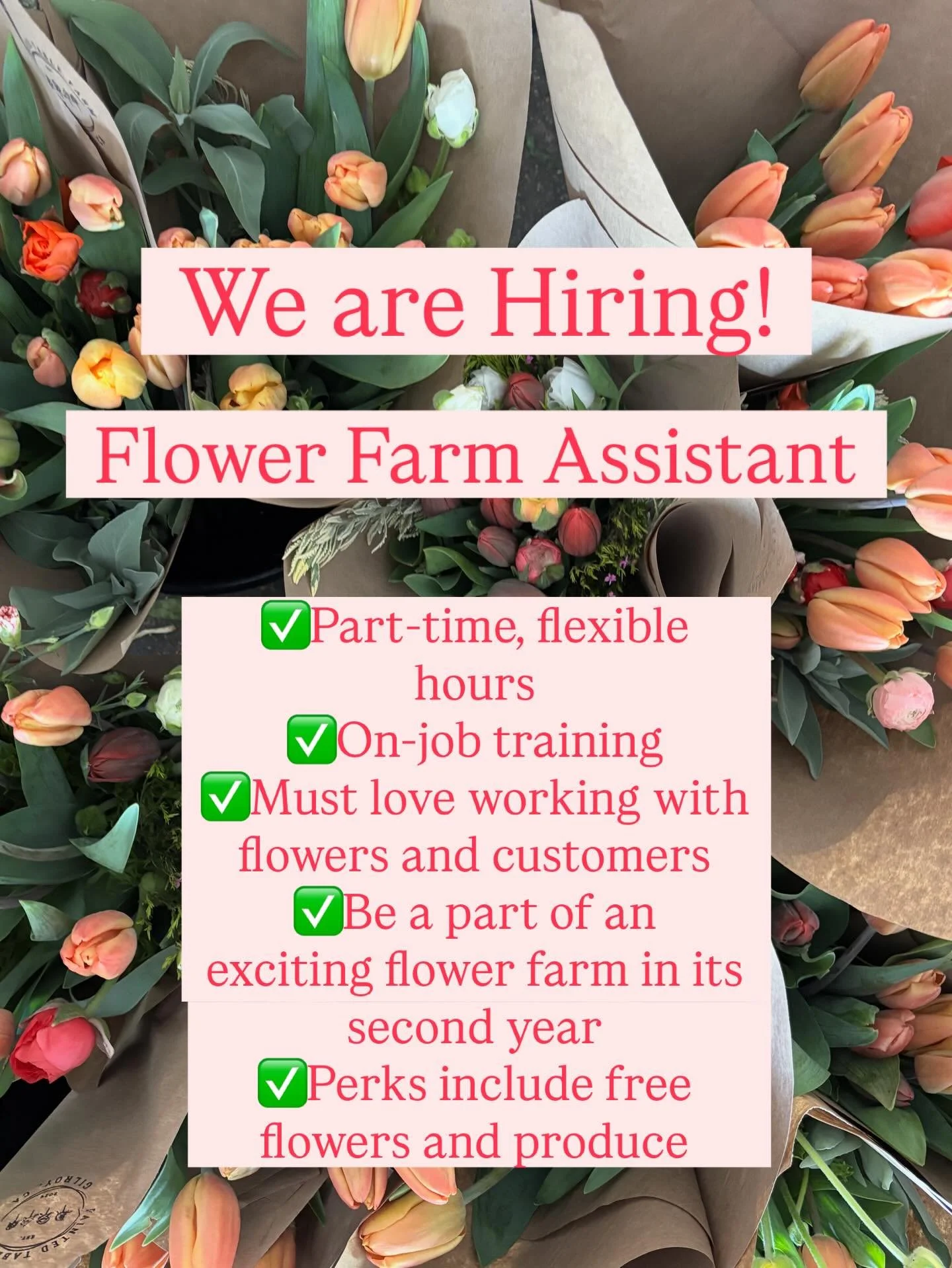 Help us spread the word! We want to grow our operations this year and we can&rsquo;t without some help. (You saw us last summer in the peak of the growing season running around like chickens with our heads cut off. 🤣) Our very first part-time positi