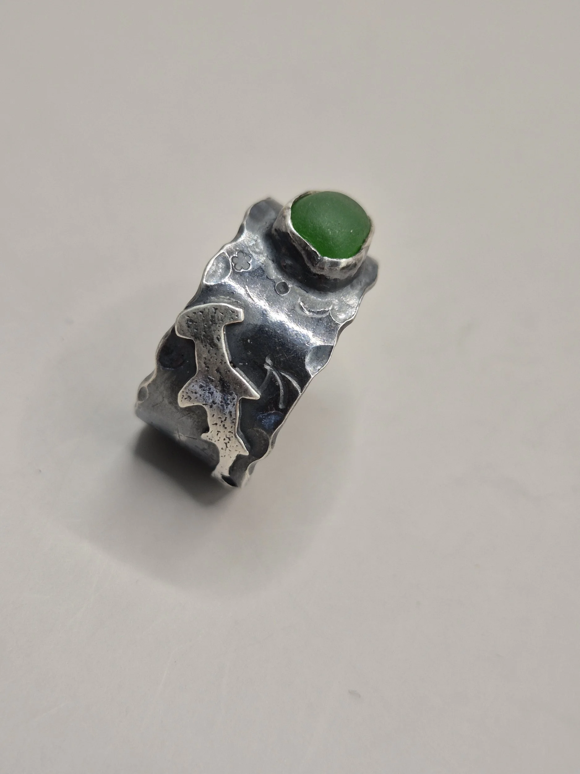 Hammerhead Sea Glass Statement  Pirate Ring