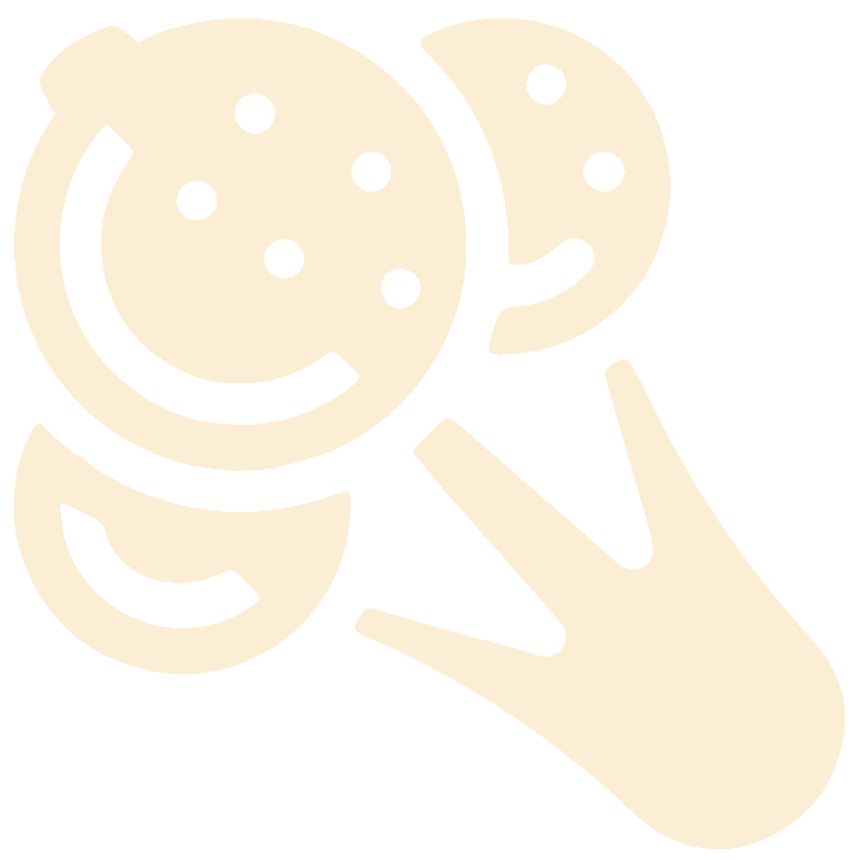 An abstract outline icon of a circle sliced into different proportions on the left and right sides, like a pizza.