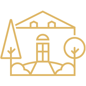 Gold illustration of Dyneley House