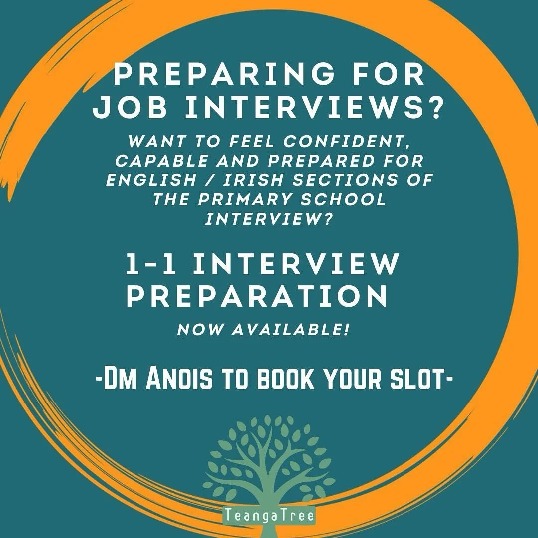 📣✨Delighted to announce our 1-1 online interview preparation sessions!
💻Single and bundle sessions available
✏️ DM to book your slot today!  #primaryinterview #schoolinterviews #irishinterviews #primaryirish #primaryirishresources