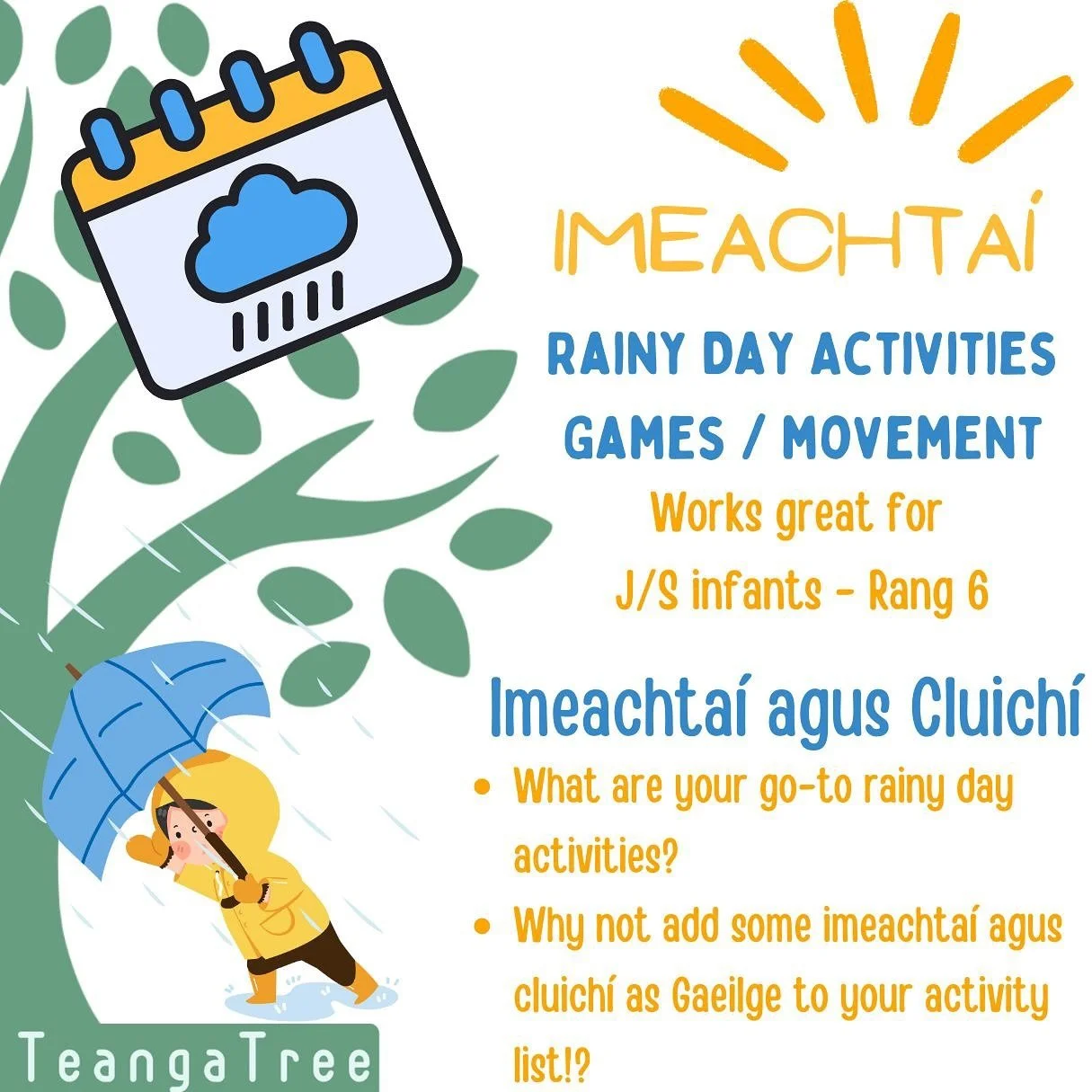 ✨☔️ Imeachta&iacute; agus Cluich&iacute; don aimsir fhliuch - Rainy day Games and Activities! 

☘️💡These are fantastic language activities for anytime!! With the seasons changing, why not add some of these Gaeilge activities to your activity list fo