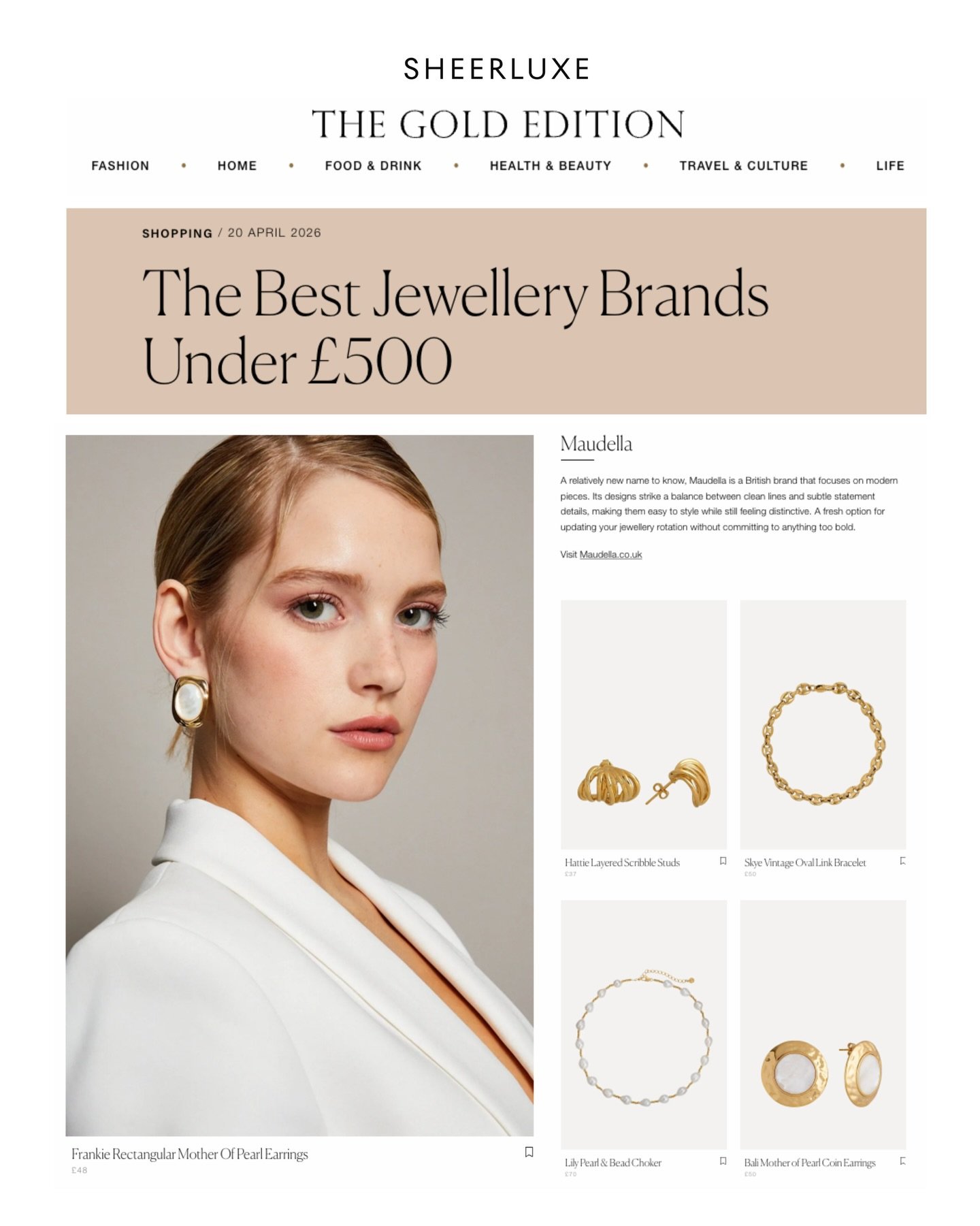 Great jewellery doesn&rsquo;t have to come with a hefty price tag!! Thank you @sheerluxe @phodgie for including Maudella ✨