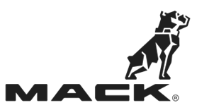 Silhouette of a dog sitting next to the text 'MACK'